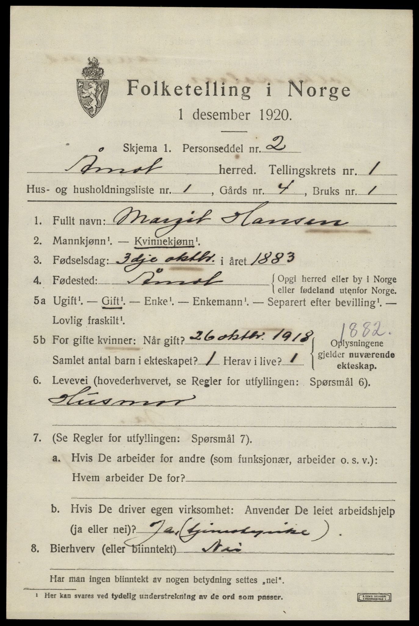 SAH, 1920 census for Åmot, 1920, p. 1589