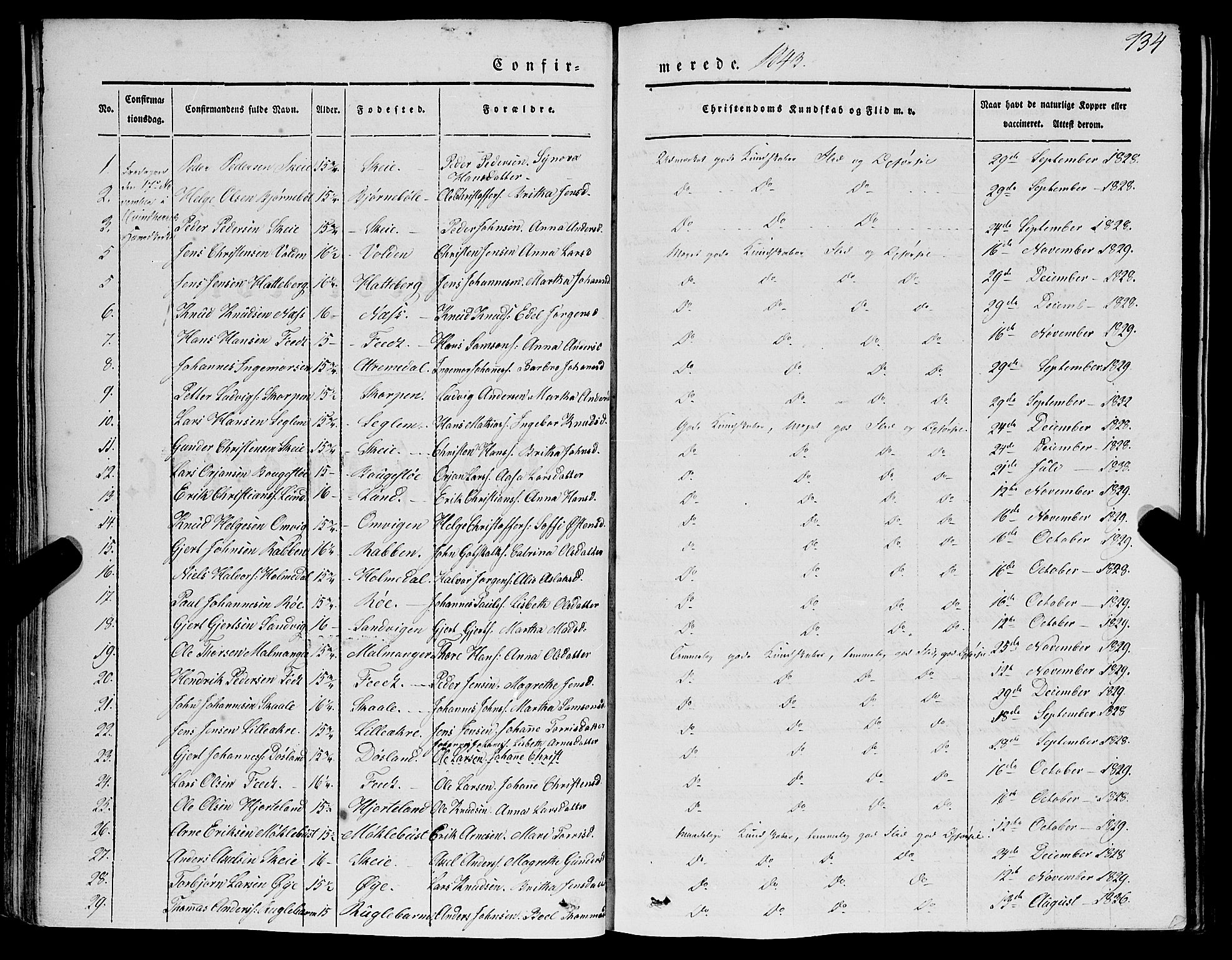 Kvinnherad sokneprestembete, AV/SAB-A-76401/H/Haa: Parish register (official) no. A 7, 1843-1853, p. 134