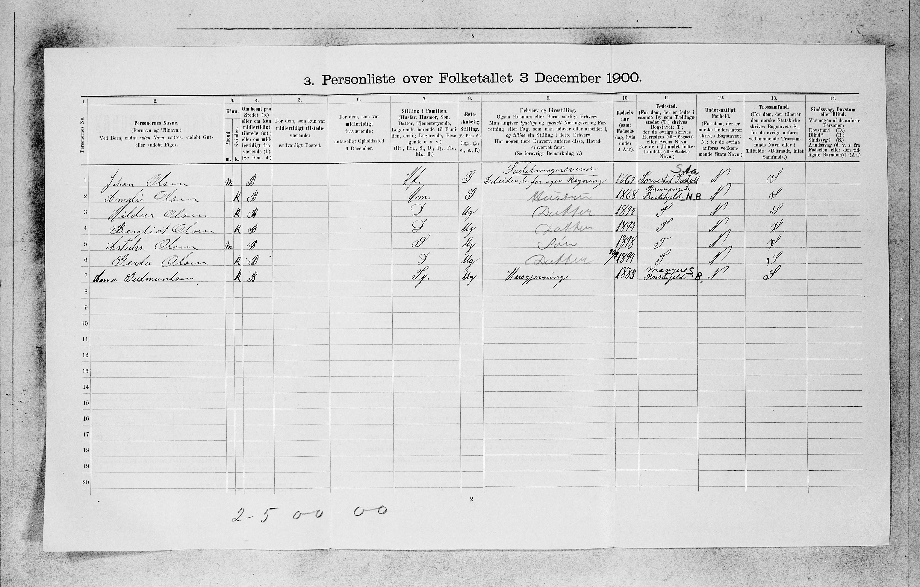 SAB, 1900 census for Bergen, 1900, p. 18249