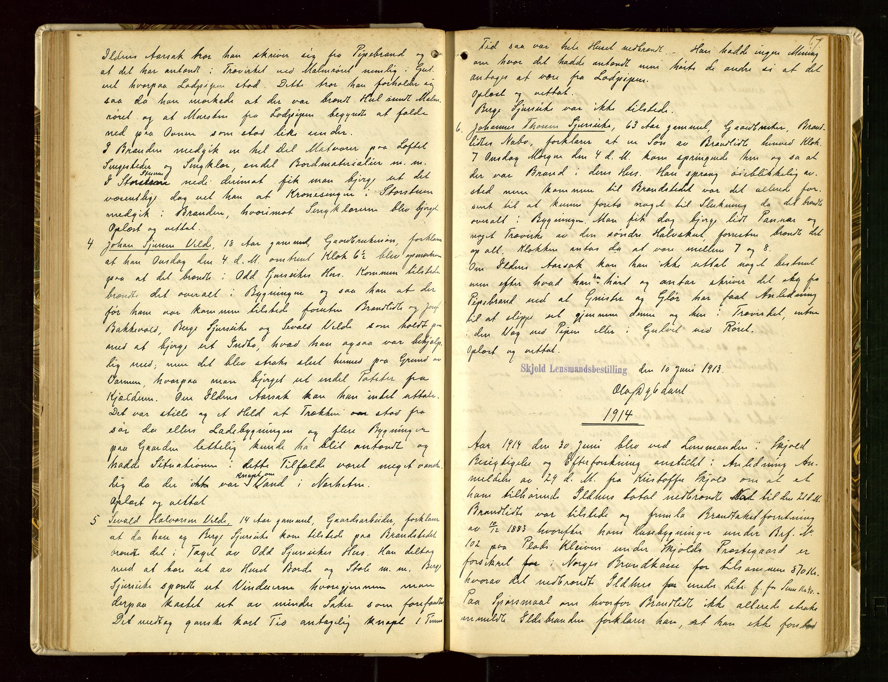 Skjold lensmannskontor, AV/SAST-A-100182/Goa/L0002: "Brandtaksasjons-Protokol for Skjolds Thinglag", 1890-1949, p. 66b-67a