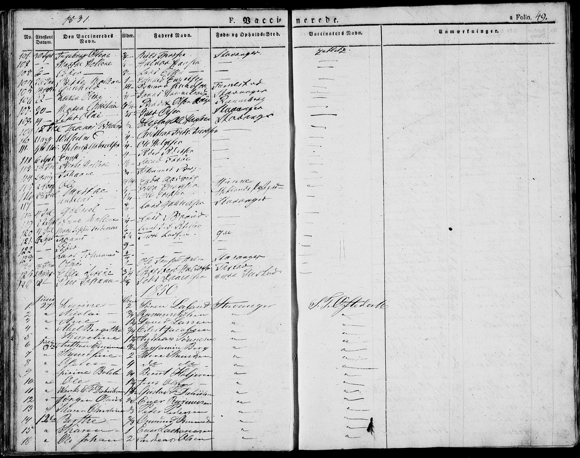 Domkirken sokneprestkontor, SAST/A-101812/001/30/30BA/L0010: Parish register (official) no. A 10, 1821-1859, p. 49