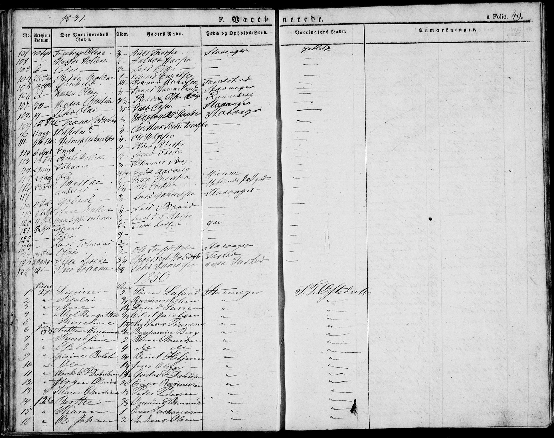 Domkirken sokneprestkontor, AV/SAST-A-101812/001/30/30BA/L0010: Parish register (official) no. A 10, 1821-1859, p. 49