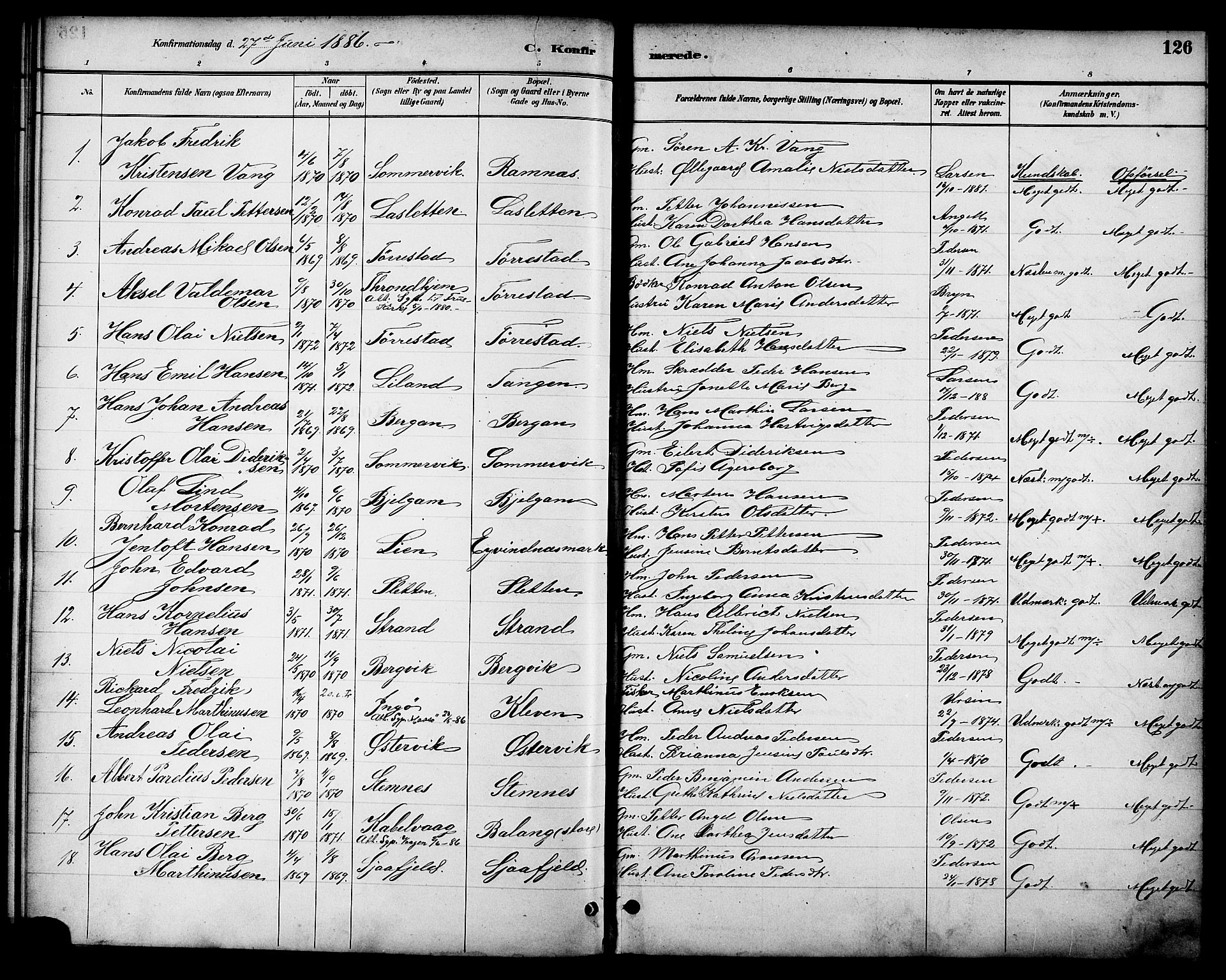 Ministerialprotokoller, klokkerbøker og fødselsregistre - Nordland, SAT/A-1459/863/L0898: Parish register (official) no. 863A10, 1886-1897, p. 126