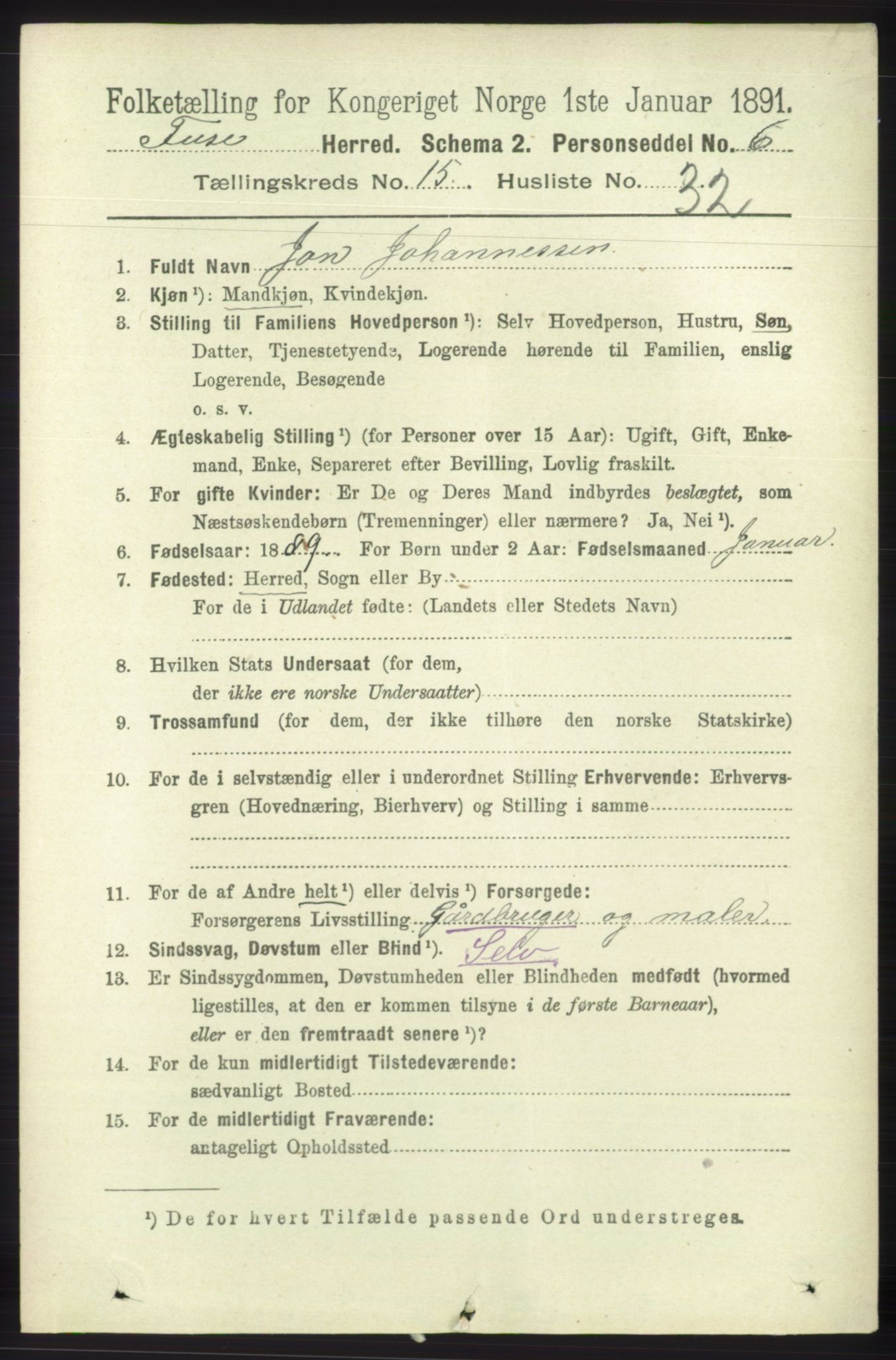 RA, 1891 census for 1241 Fusa, 1891, p. 3566