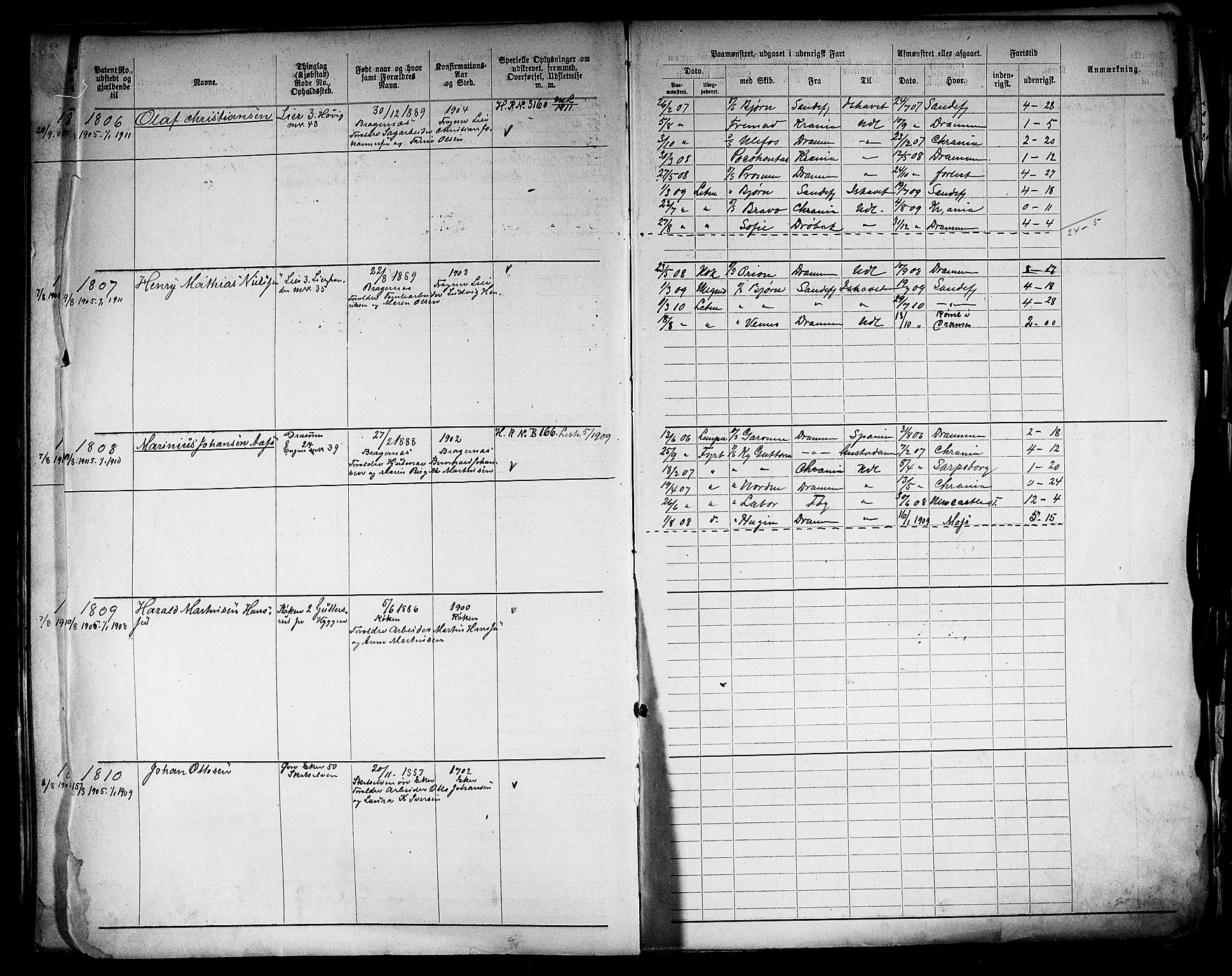 Drammen innrulleringsdistrikt, SAKO/A-781/F/Fb/L0006: Annotasjonsrulle, 1905-1911, p. 27