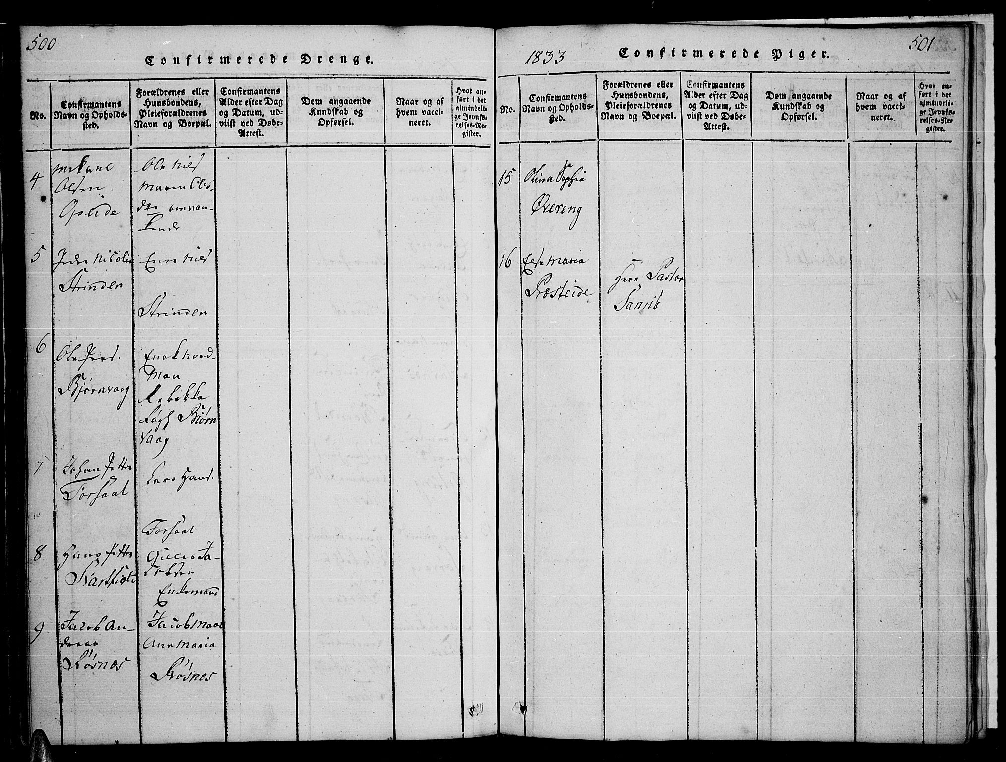 Ministerialprotokoller, klokkerbøker og fødselsregistre - Nordland, AV/SAT-A-1459/859/L0855: Parish register (copy) no. 859C01, 1821-1839, p. 500-501