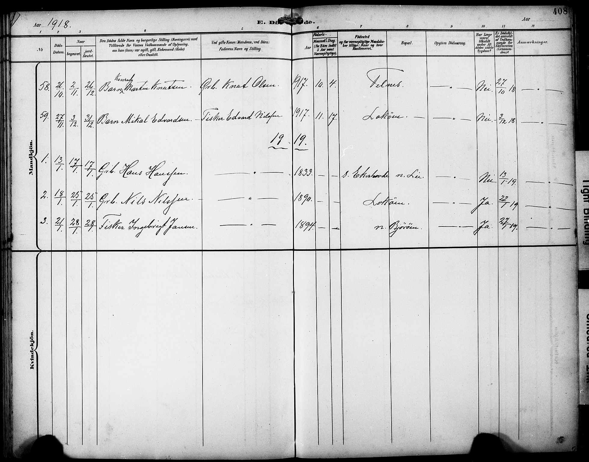 Fjell sokneprestembete, SAB/A-75301/H/Hab: Parish register (copy) no. A 5, 1899-1918, p. 408
