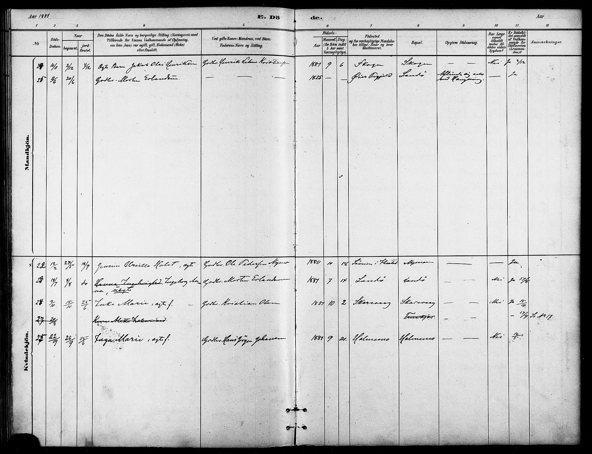 Lenvik sokneprestembete, AV/SATØ-S-1310/H/Ha/Haa/L0011kirke: Parish register (official) no. 11, 1880-1889