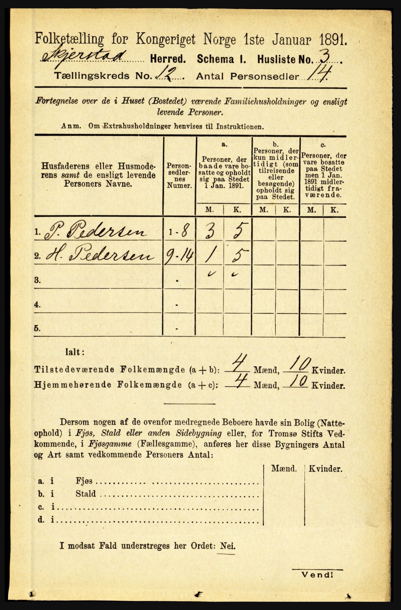 RA, 1891 census for 1842 Skjerstad, 1891, p. 3971