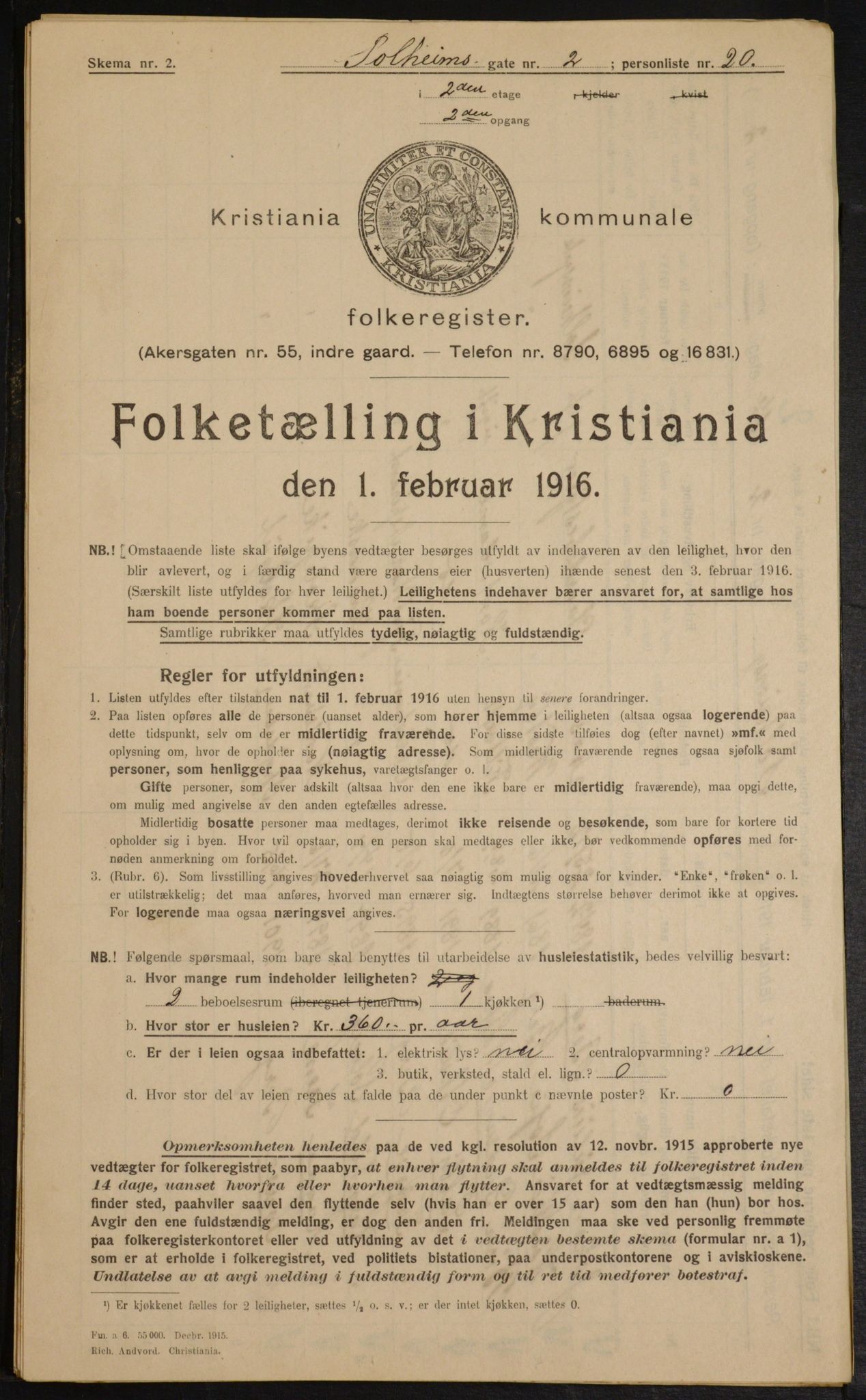 OBA, Municipal Census 1916 for Kristiania, 1916, p. 102033