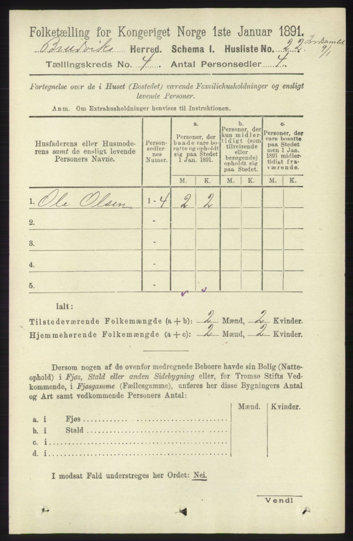 RA, 1891 census for 1251 Bruvik, 1891, p. 1000