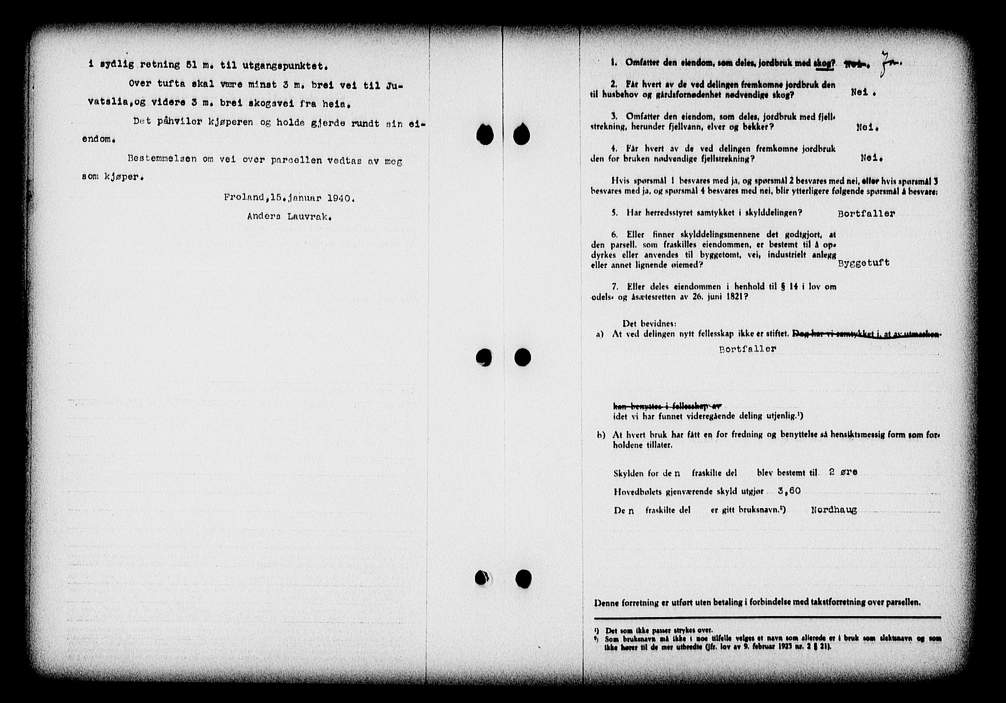 Nedenes sorenskriveri, AV/SAK-1221-0006/G/Gb/Gba/L0047: Mortgage book no. A-I, 1939-1940, Diary no: : 45/1940