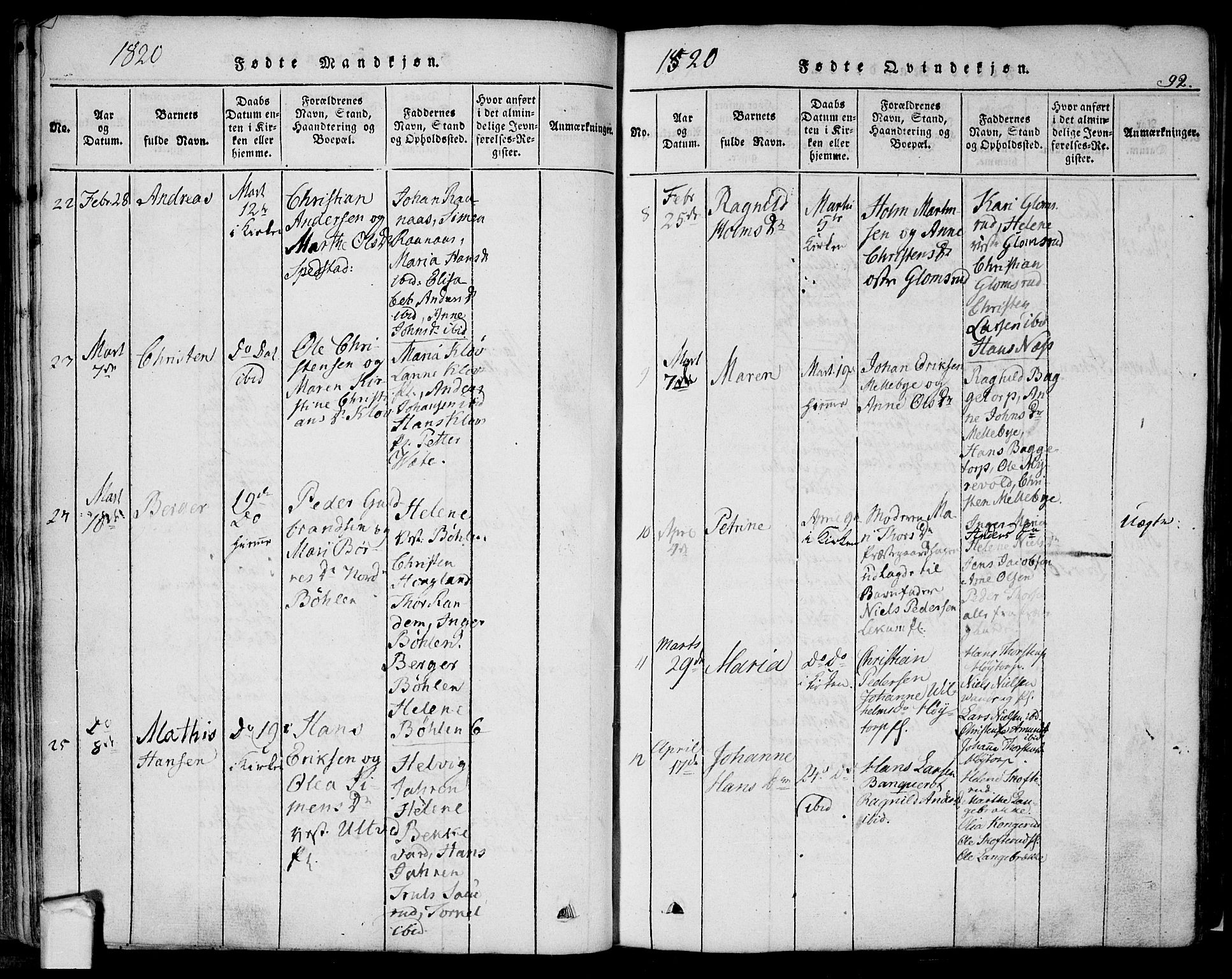 Eidsberg prestekontor Kirkebøker, AV/SAO-A-10905/F/Fa/L0007: Parish register (official) no. I 7, 1814-1832, p. 92