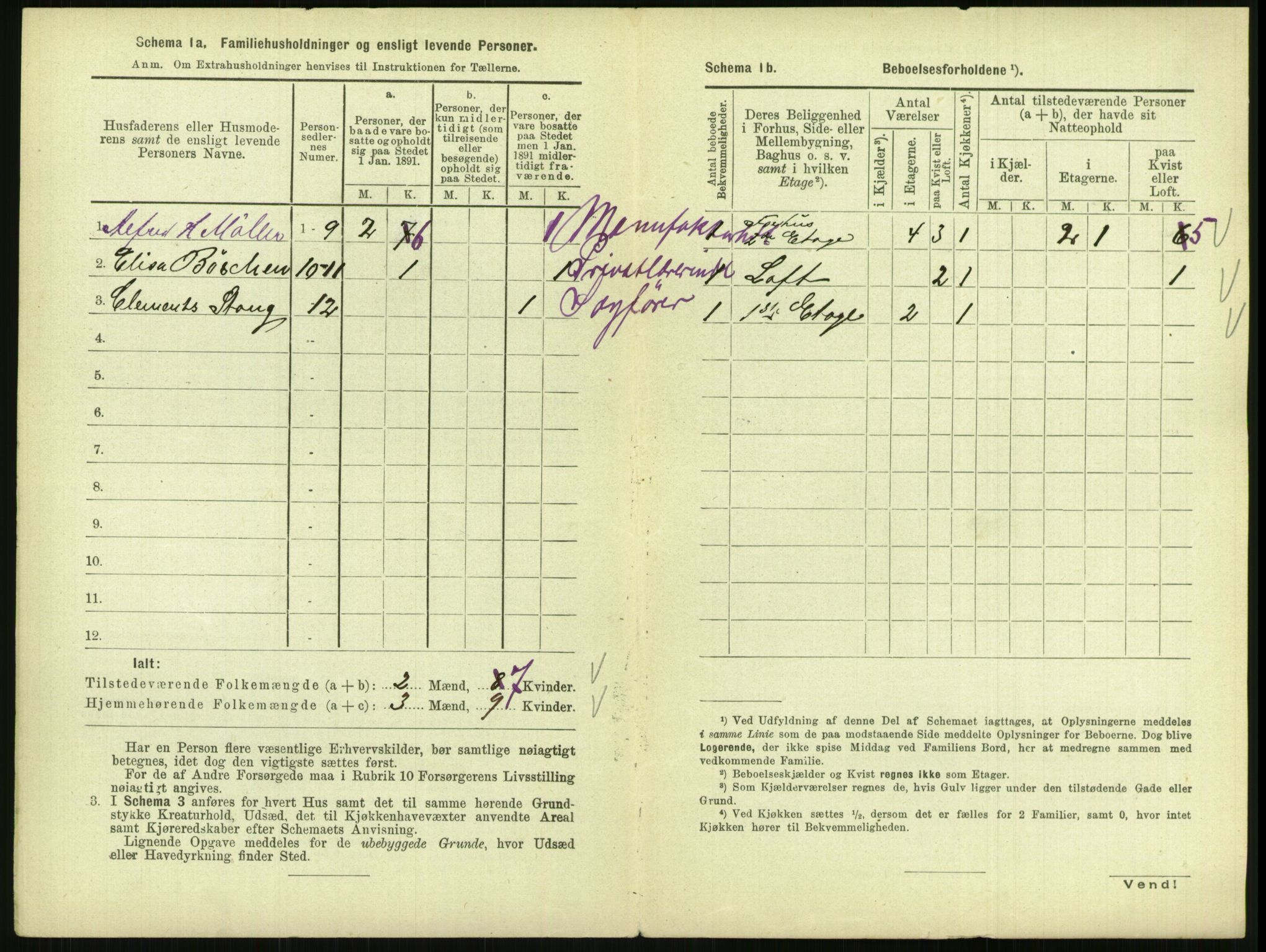 RA, 1891 census for 0903 Arendal, 1891, p. 75