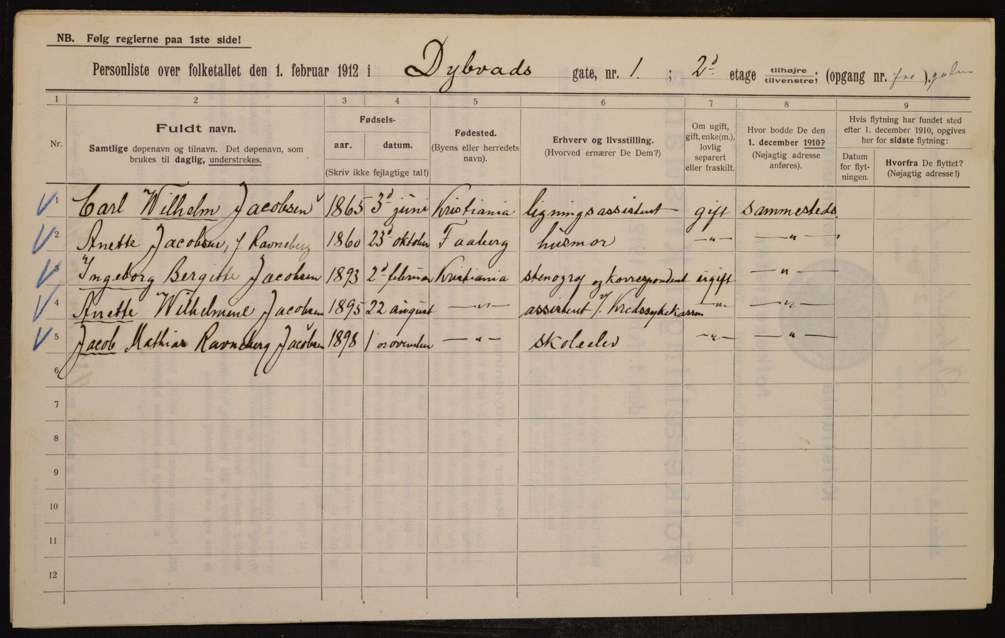 OBA, Municipal Census 1912 for Kristiania, 1912, p. 17375