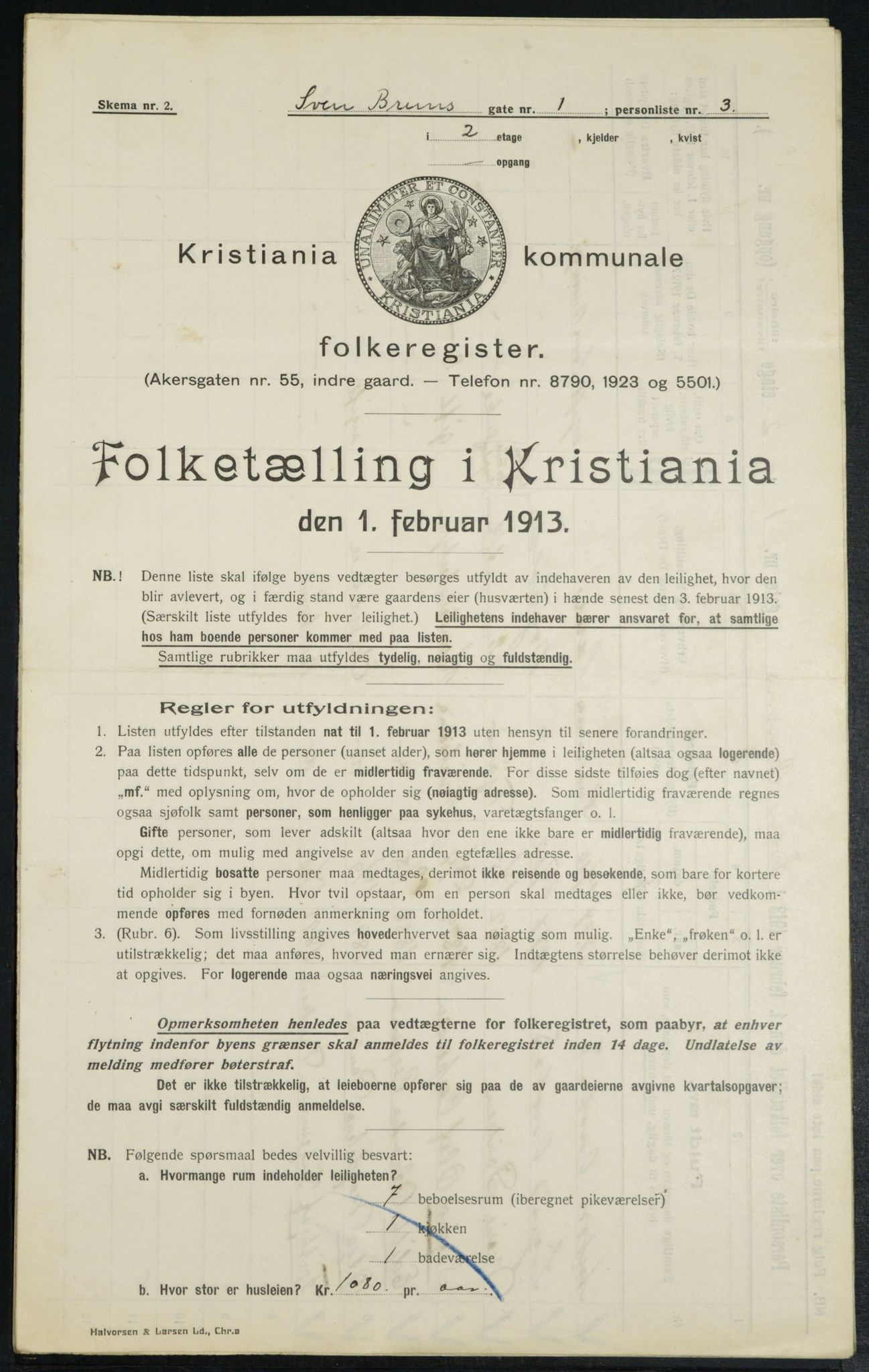 OBA, Municipal Census 1913 for Kristiania, 1913, p. 104849