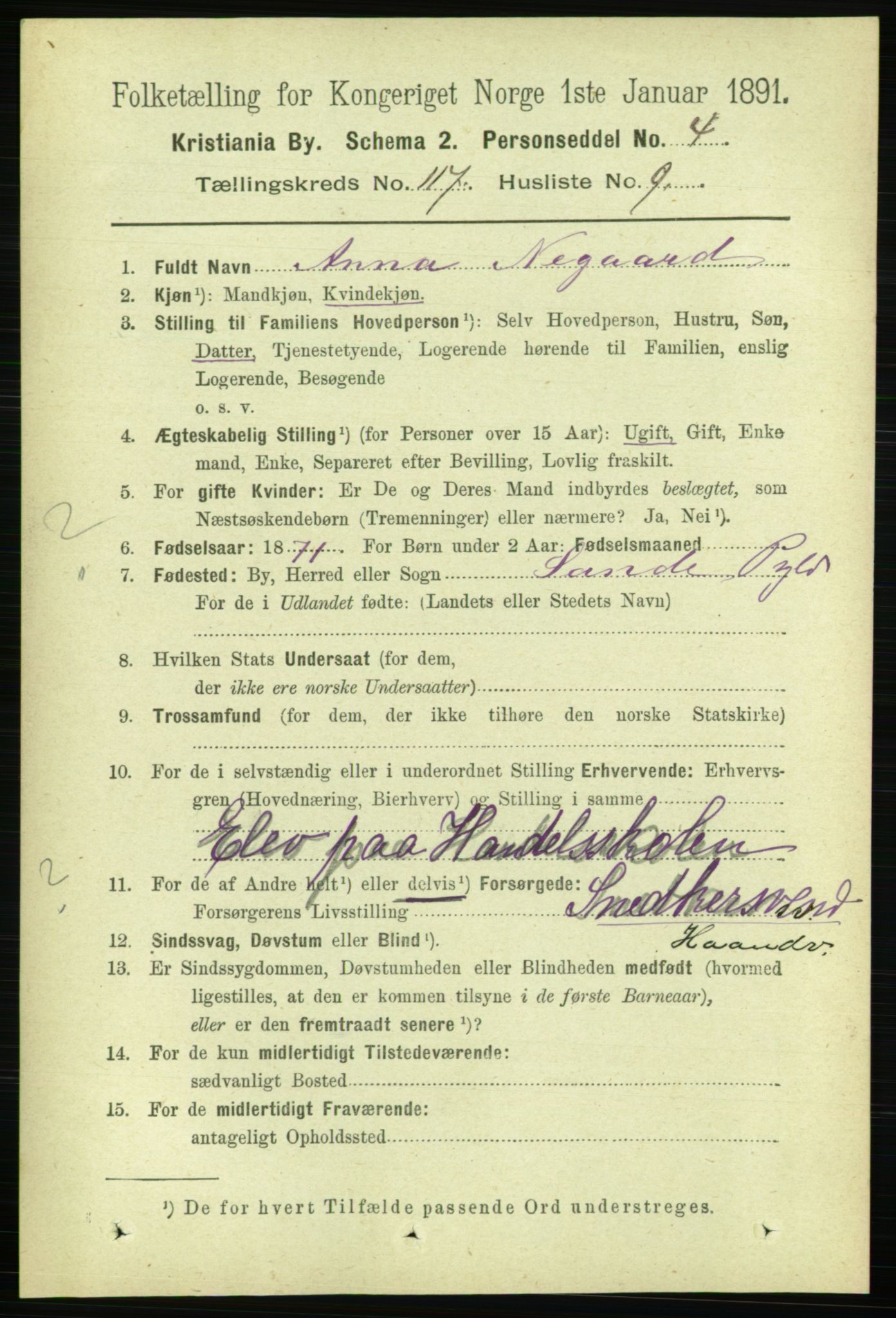 RA, 1891 census for 0301 Kristiania, 1891, p. 63102