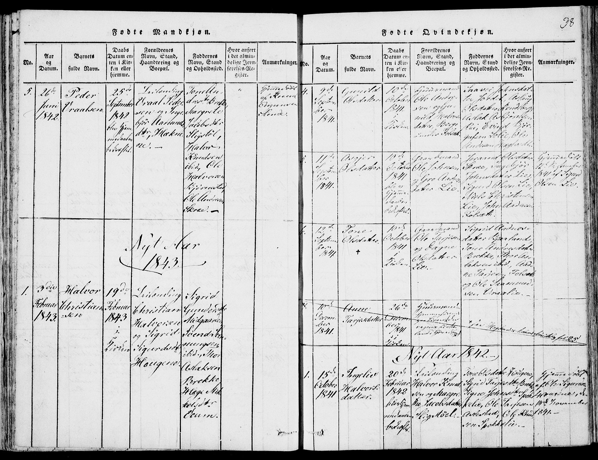 Fyresdal kirkebøker, AV/SAKO-A-263/F/Fb/L0001: Parish register (official) no. II 1, 1815-1854, p. 38