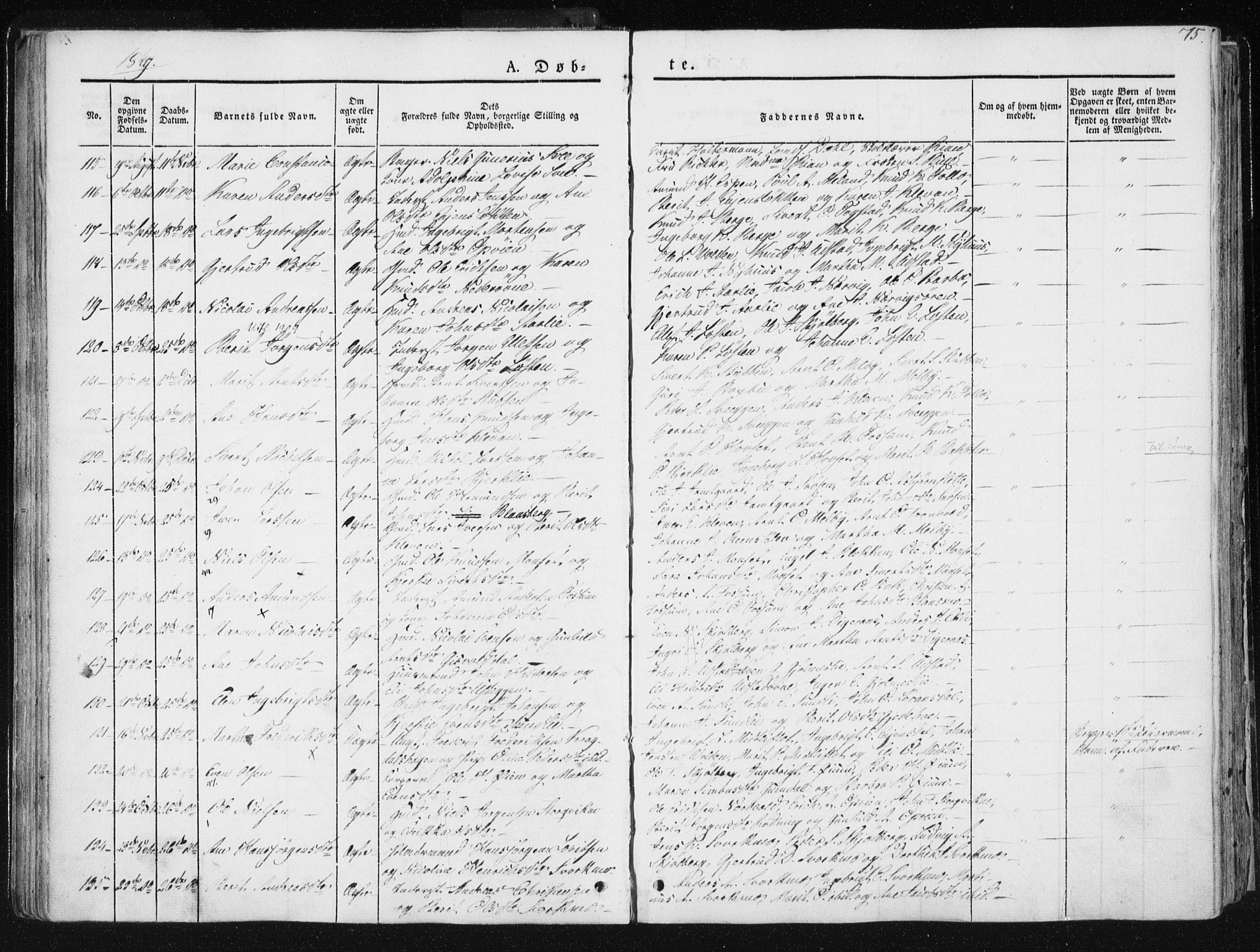 Ministerialprotokoller, klokkerbøker og fødselsregistre - Sør-Trøndelag, SAT/A-1456/668/L0805: Parish register (official) no. 668A05, 1840-1853, p. 75