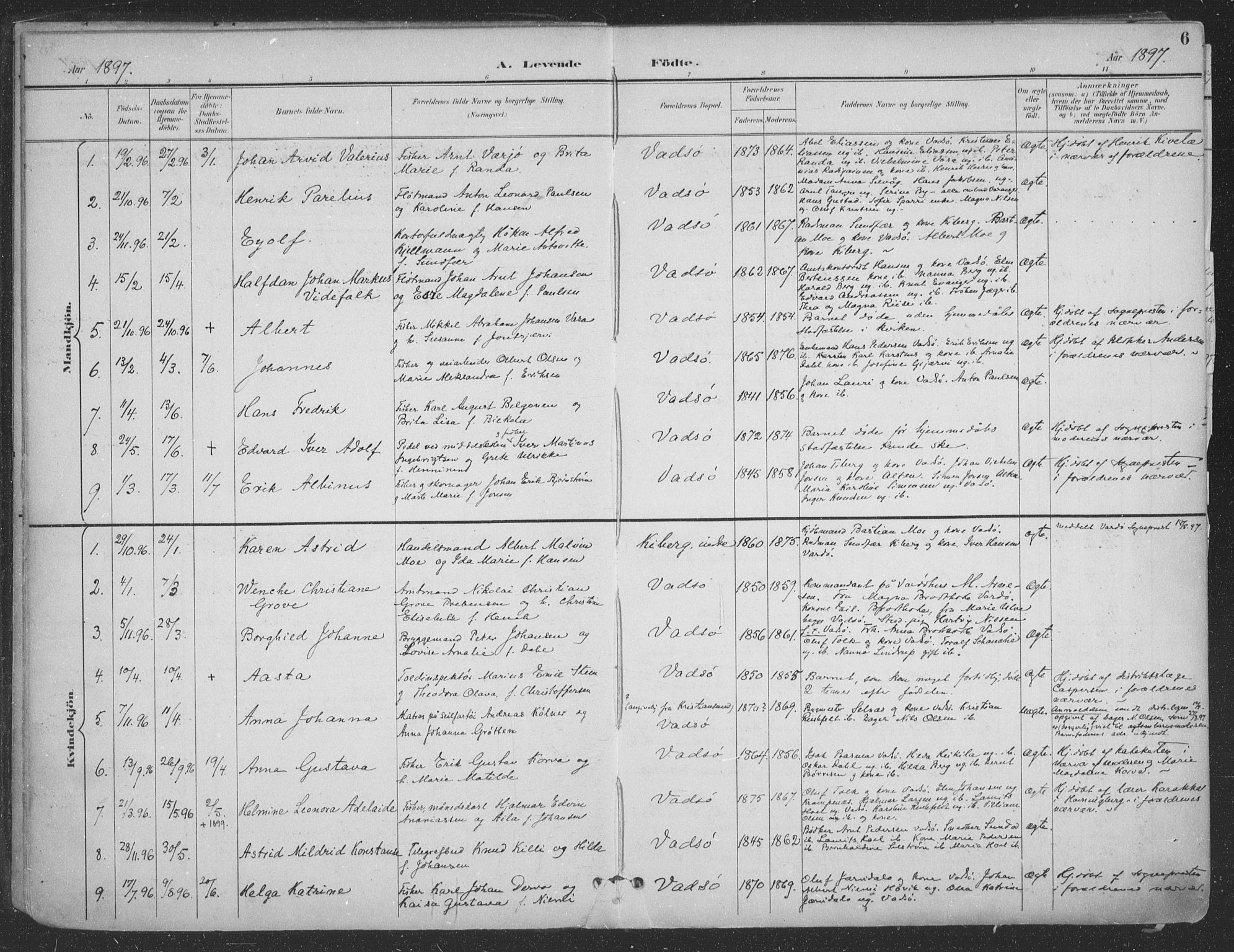 Vadsø sokneprestkontor, AV/SATØ-S-1325/H/Ha/L0007kirke: Parish register (official) no. 7, 1896-1916, p. 6