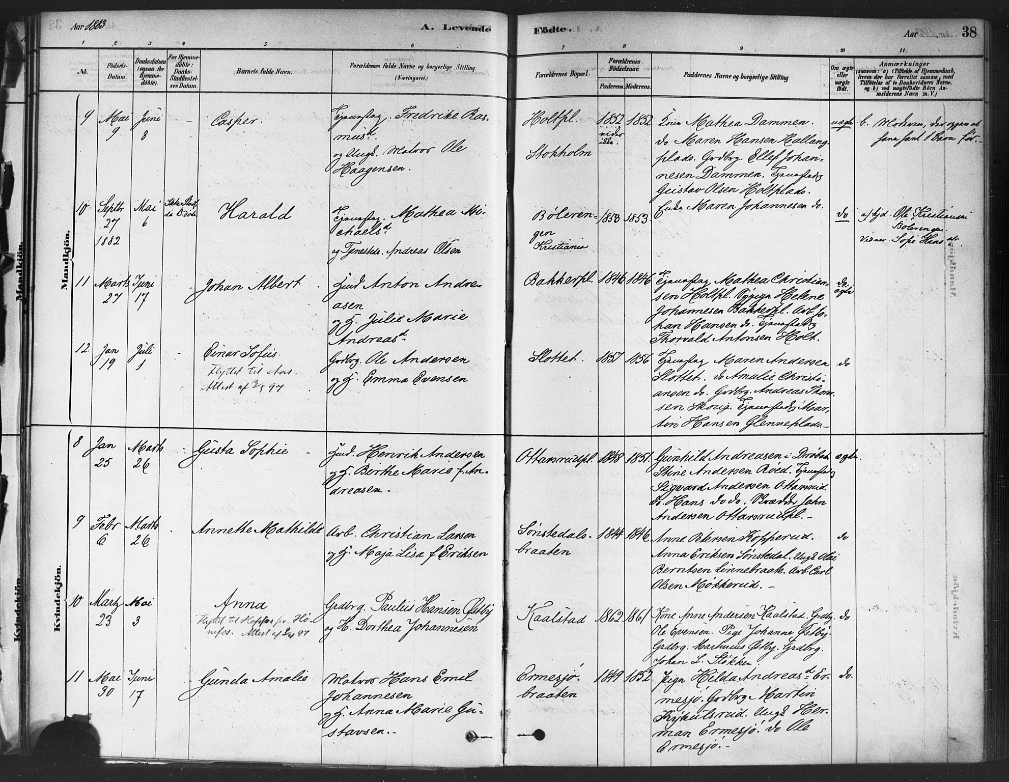 Drøbak prestekontor Kirkebøker, AV/SAO-A-10142a/F/Fc/L0002: Parish register (official) no. III 2, 1878-1891, p. 38