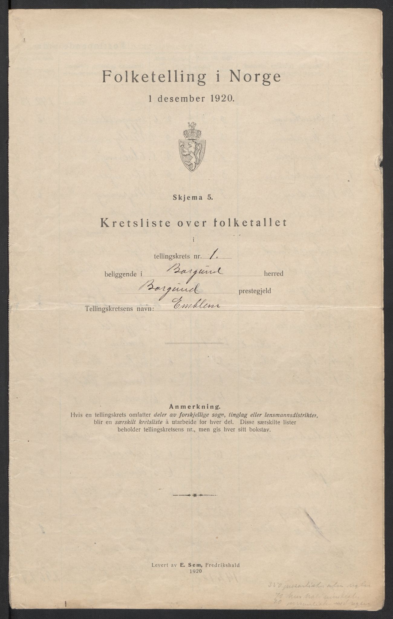 SAT, 1920 census for Borgund, 1920, p. 8
