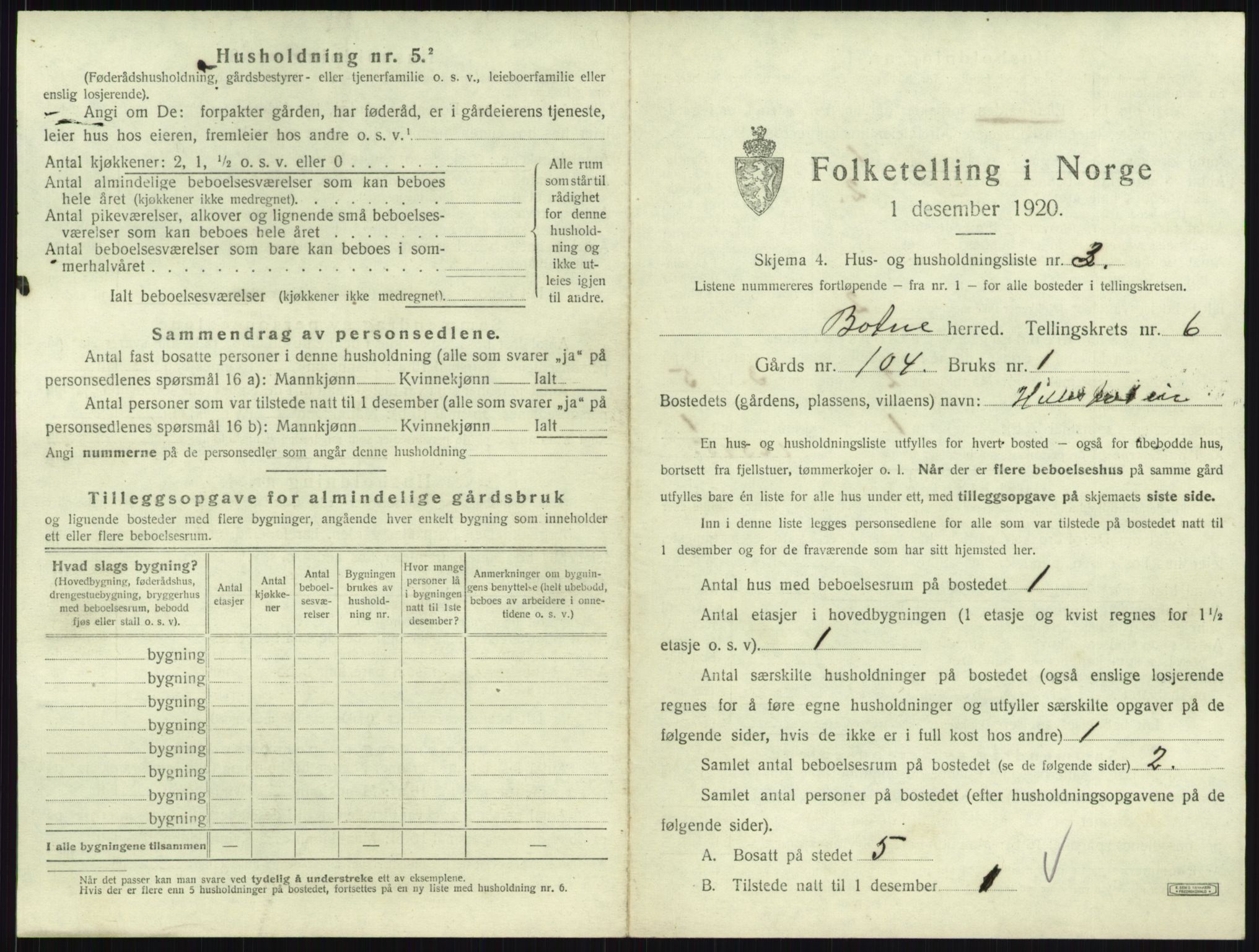 SAKO, 1920 census for Botne, 1920, p. 744