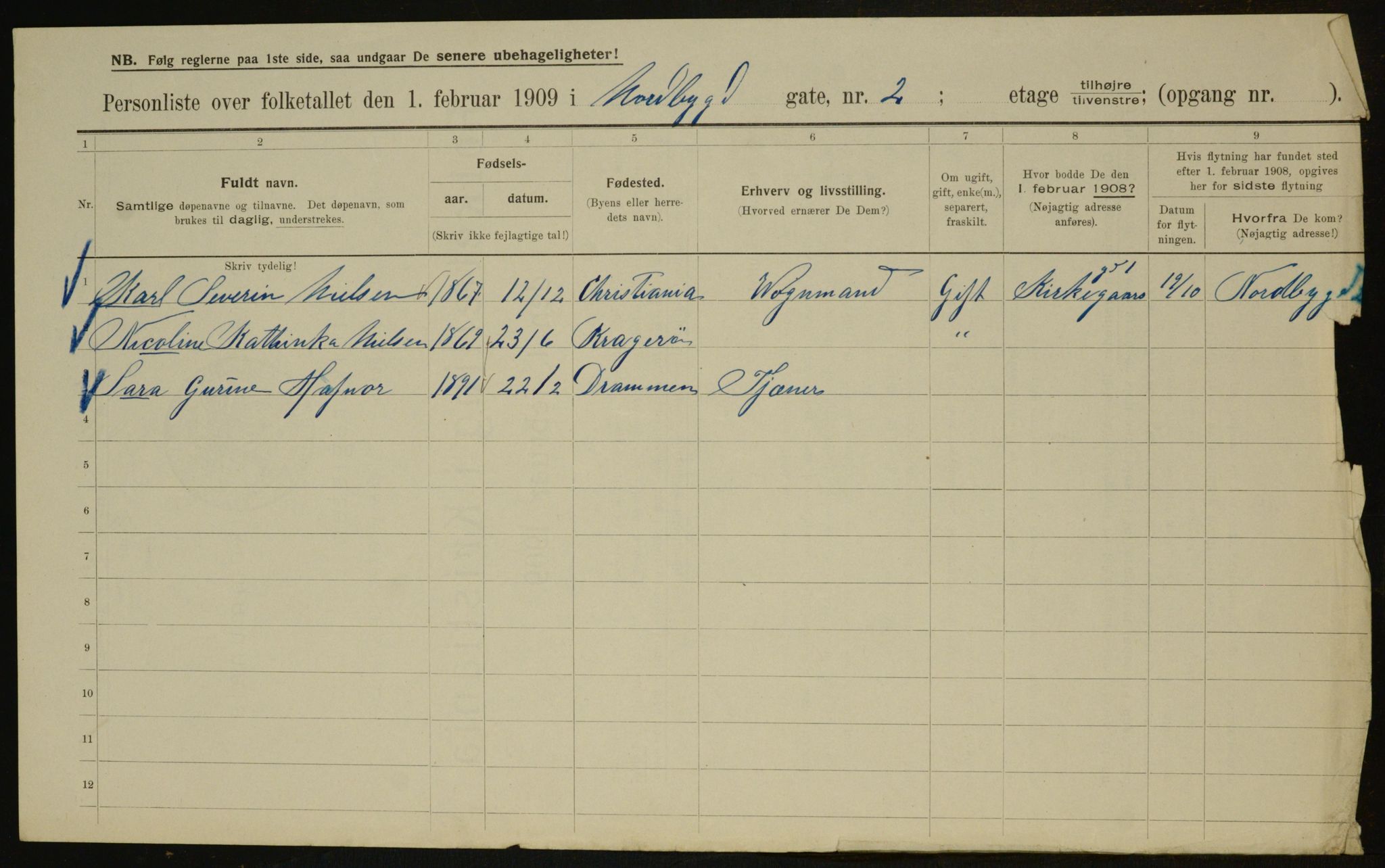 OBA, Municipal Census 1909 for Kristiania, 1909, p. 64659