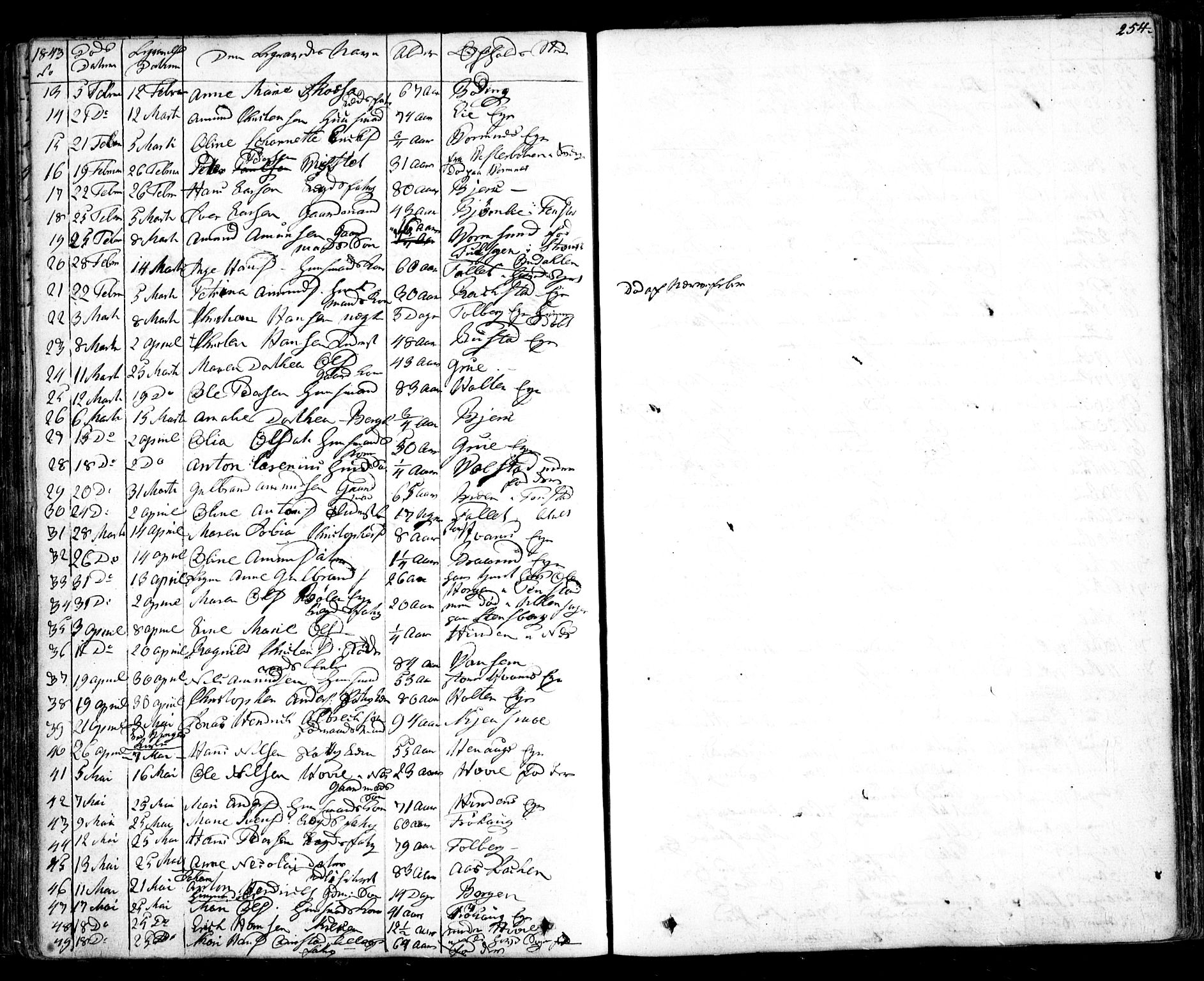 Nes prestekontor Kirkebøker, AV/SAO-A-10410/F/Fa/L0006: Parish register (official) no. I 6, 1833-1845, p. 254