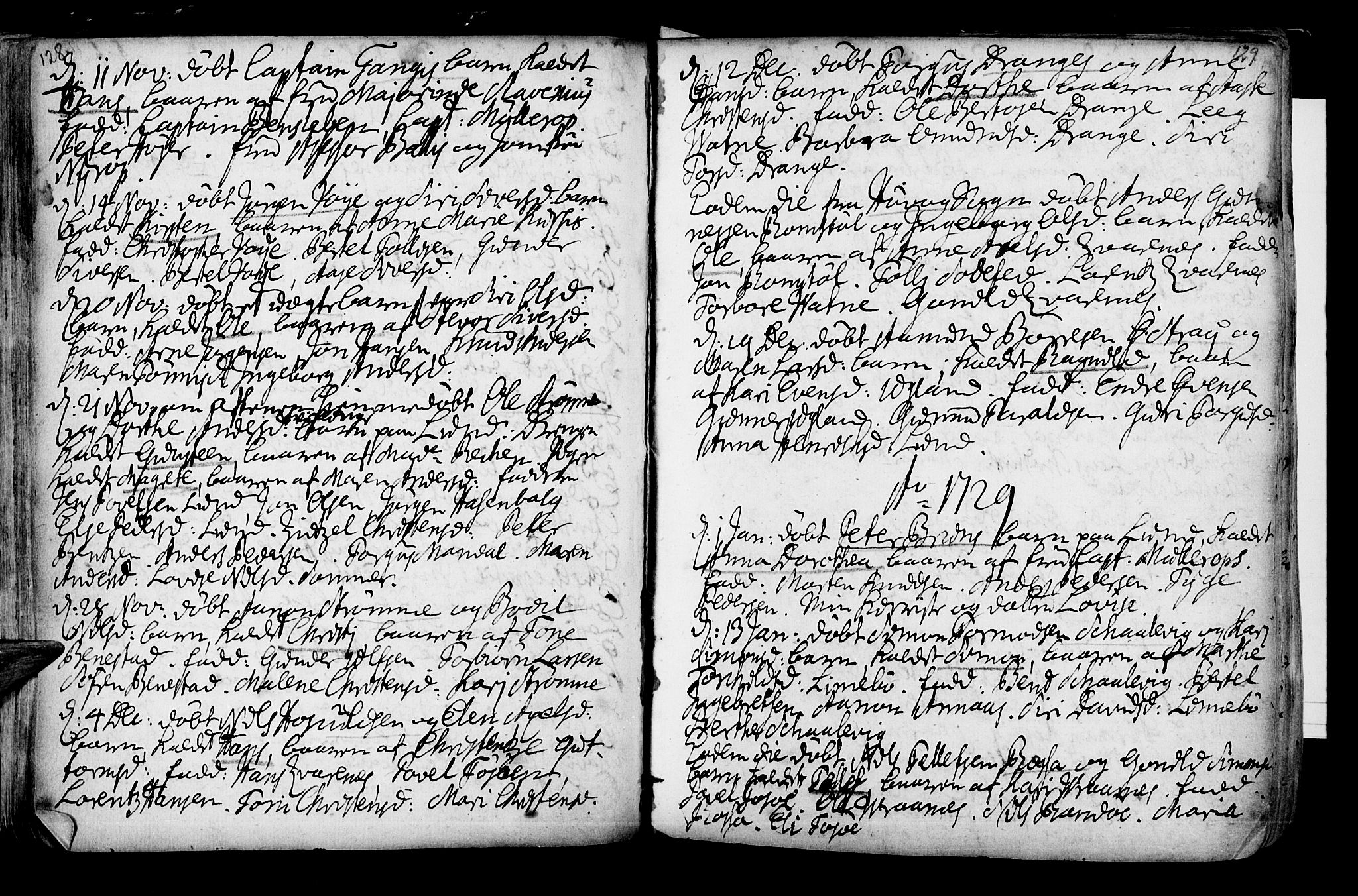 Oddernes sokneprestkontor, SAK/1111-0033/F/Fa/Faa/L0002: Parish register (official) no. A 2, 1719-1764, p. 128-129