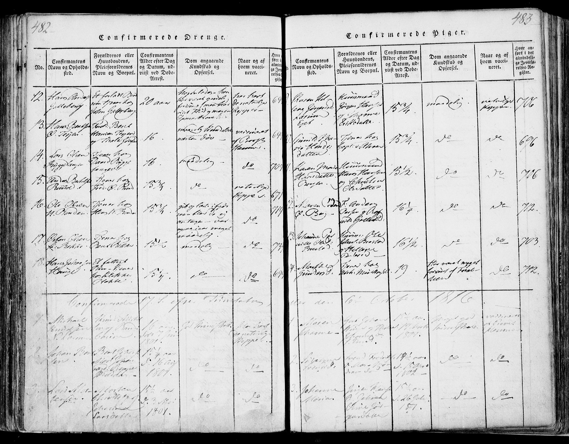 Sande Kirkebøker, SAKO/A-53/F/Fa/L0003: Parish register (official) no. 3, 1814-1847, p. 482-483