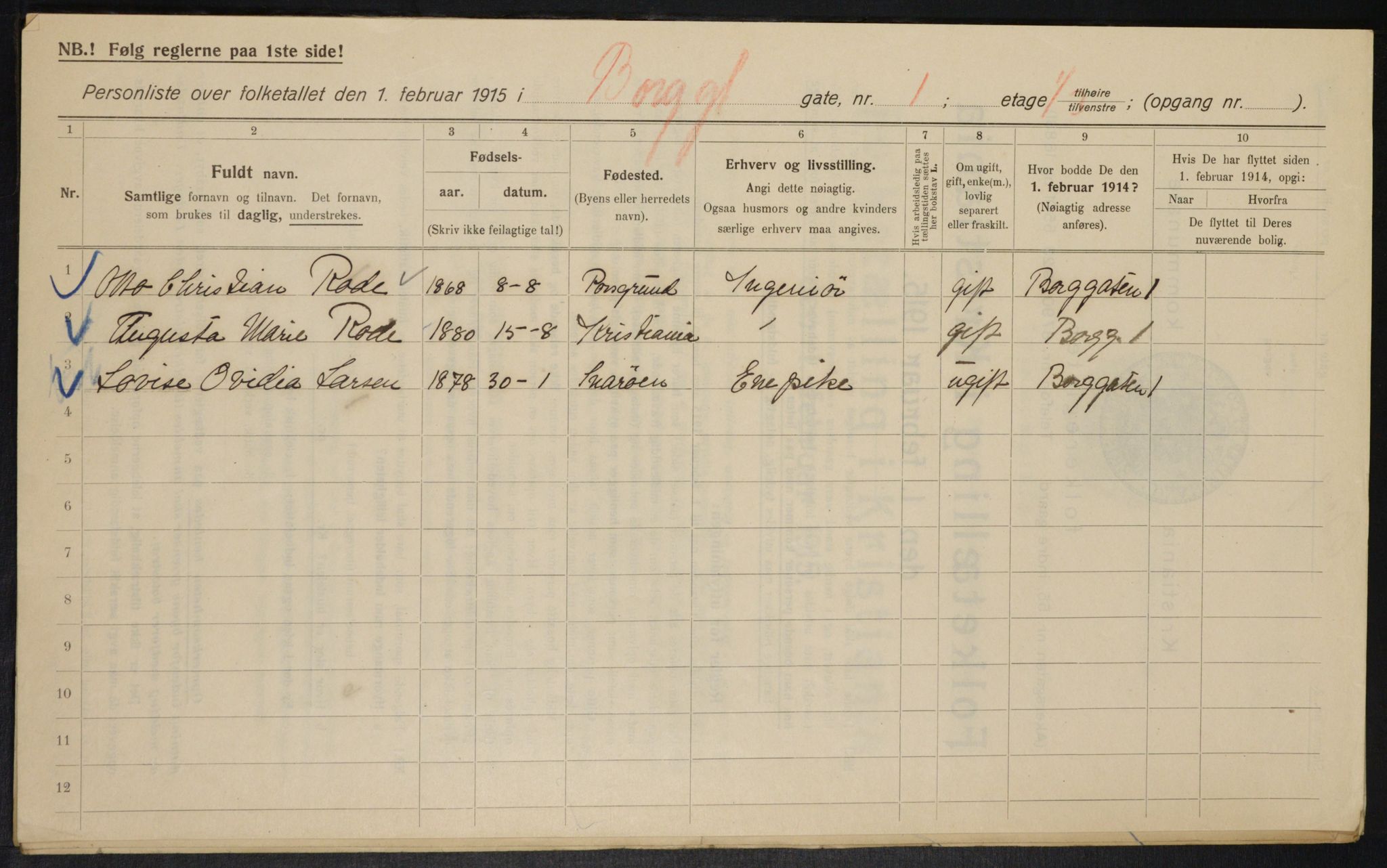 OBA, Municipal Census 1915 for Kristiania, 1915, p. 7706