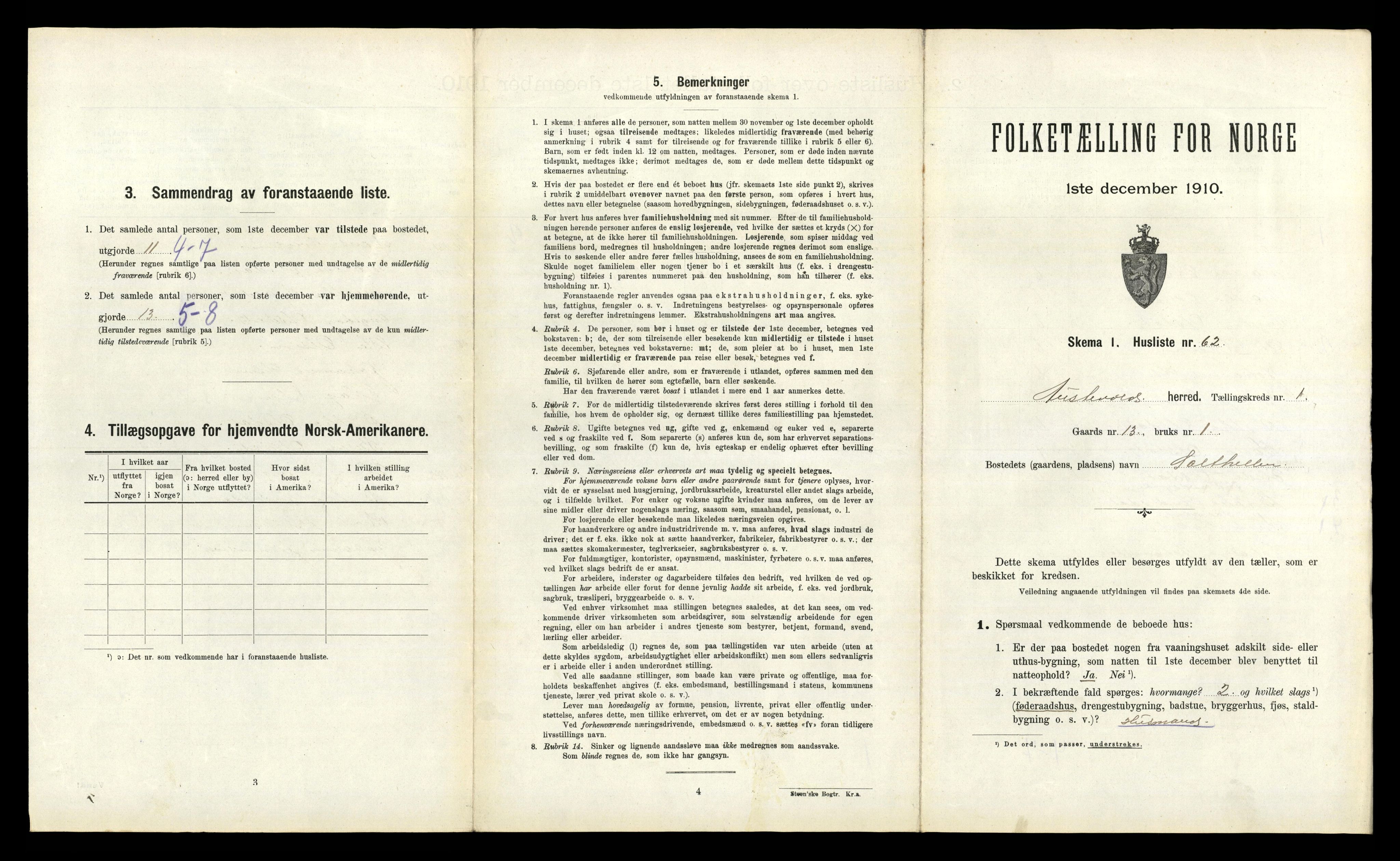 RA, 1910 census for Austevoll, 1910, p. 152