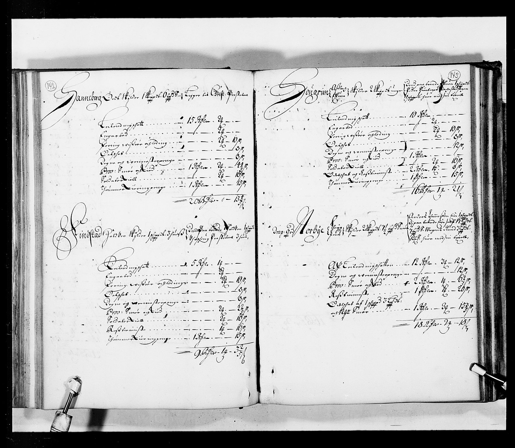 Stattholderembetet 1572-1771, AV/RA-EA-2870/Ek/L0034/0001: Jordebøker 1662-1720: / Matrikkel for Nedre Romerike, 1685, p. 142-143