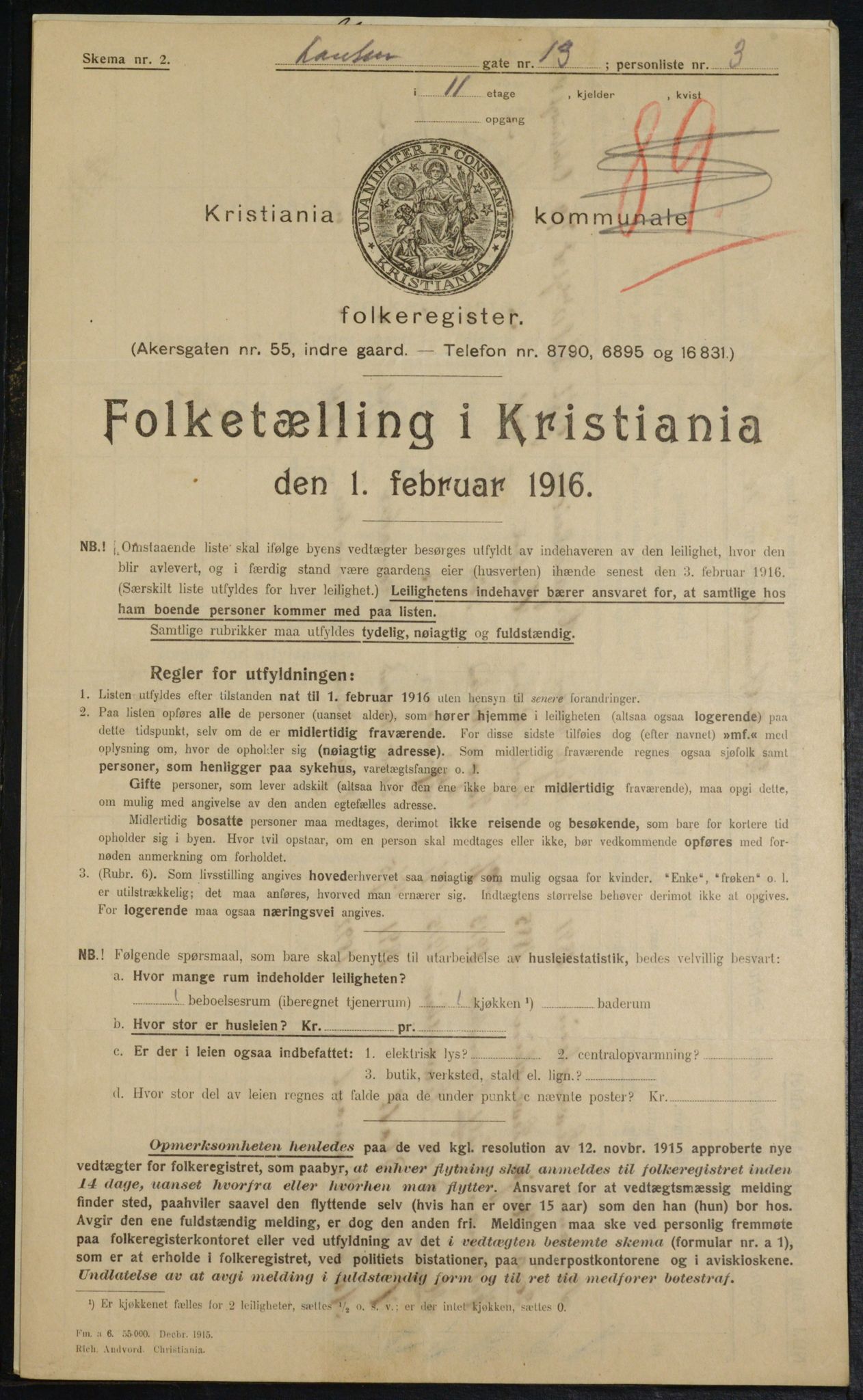 OBA, Municipal Census 1916 for Kristiania, 1916, p. 49316