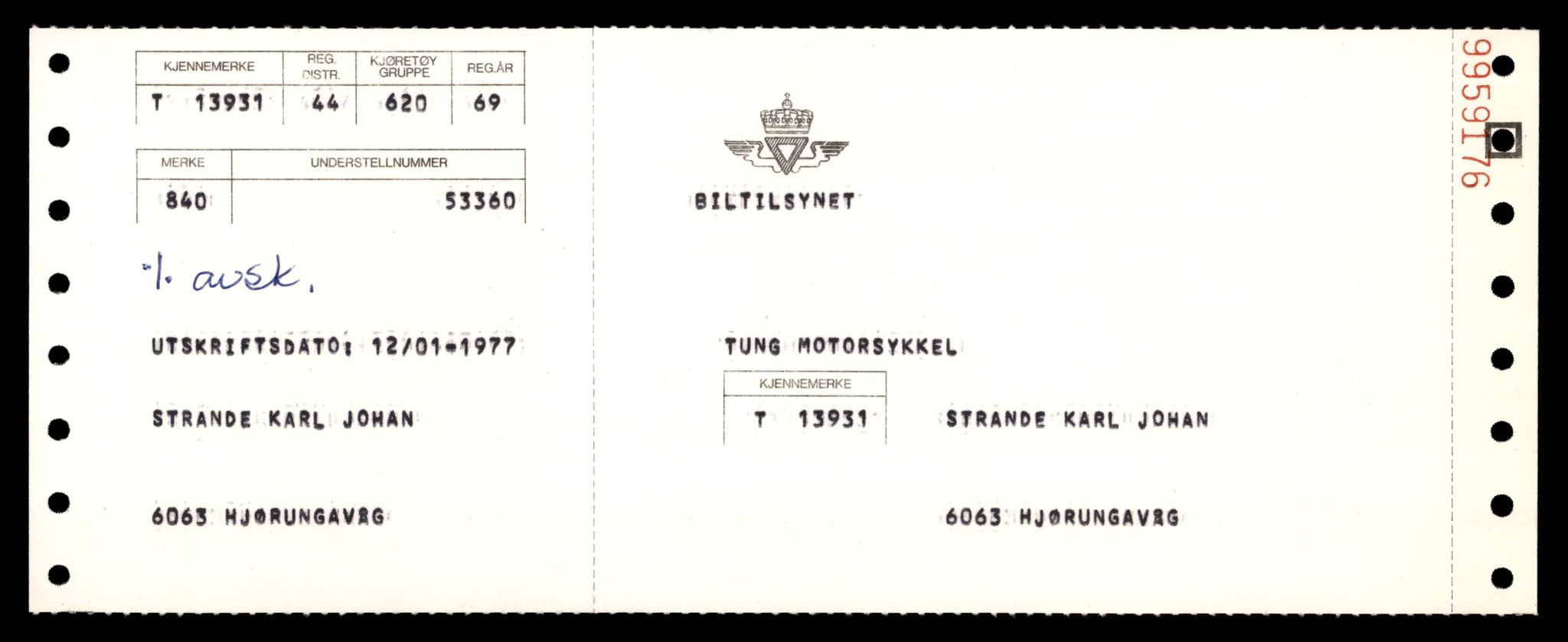 Møre og Romsdal vegkontor - Ålesund trafikkstasjon, AV/SAT-A-4099/F/Fe/L0042: Registreringskort for kjøretøy T 13906 - T 14079, 1927-1998, p. 368