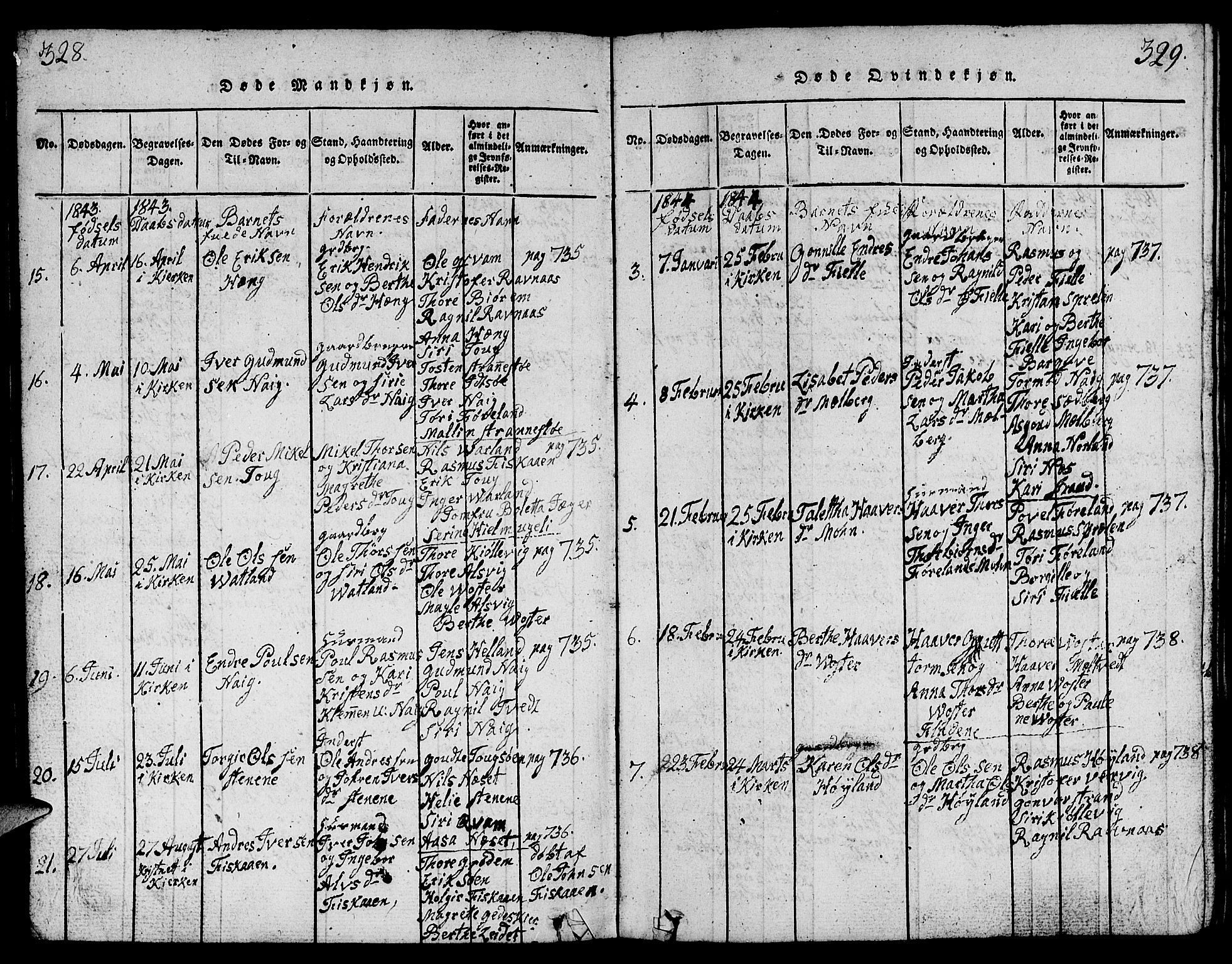 Strand sokneprestkontor, AV/SAST-A-101828/H/Ha/Hab/L0001: Parish register (copy) no. B 1, 1816-1854, p. 328-329