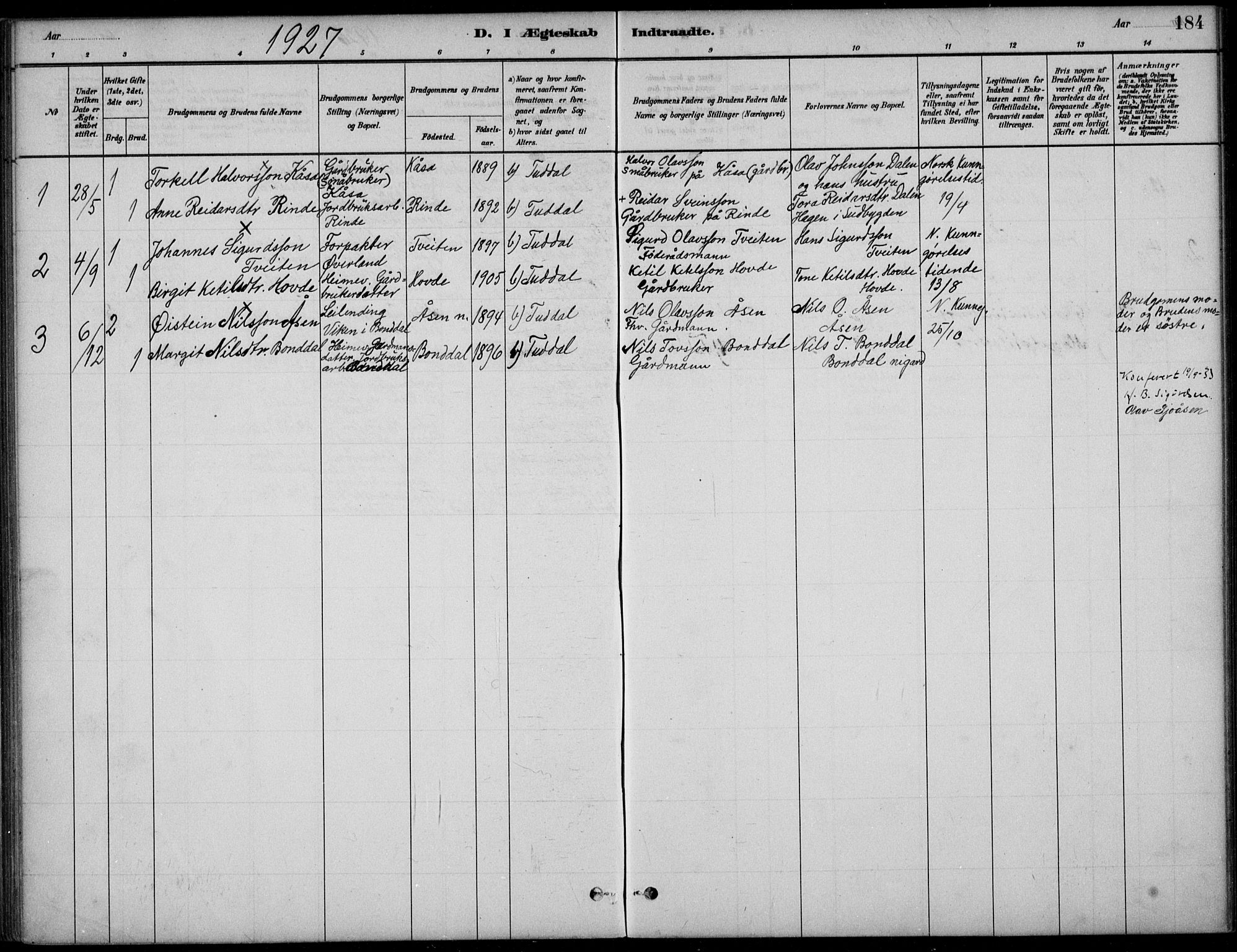 Hjartdal kirkebøker, SAKO/A-270/F/Fc/L0002: Parish register (official) no. III 2, 1880-1936, p. 184