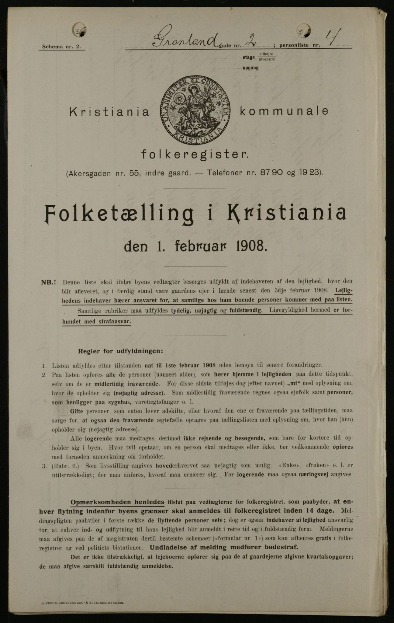 OBA, Municipal Census 1908 for Kristiania, 1908, p. 28055