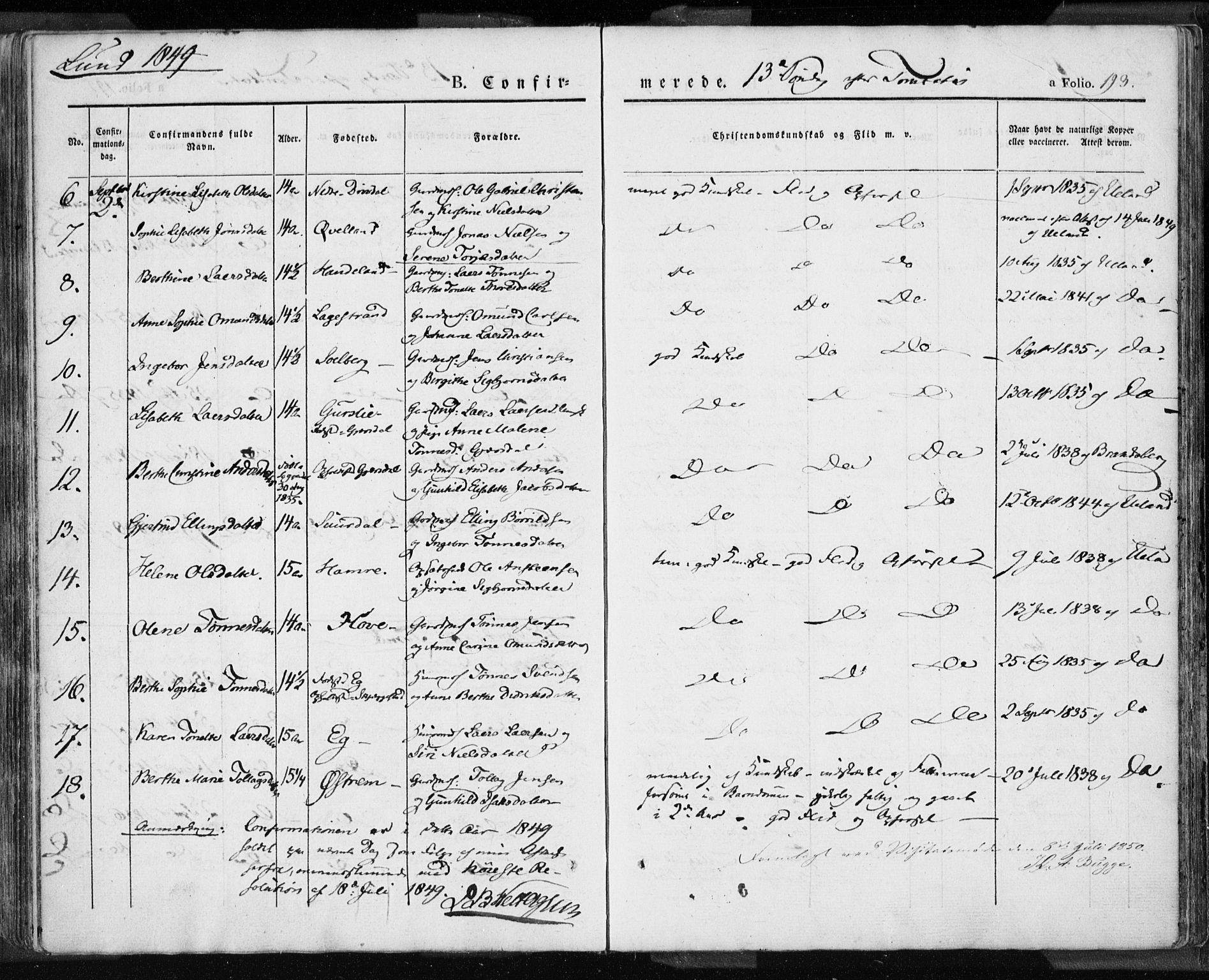 Lund sokneprestkontor, SAST/A-101809/S06/L0007: Parish register (official) no. A 7.1, 1833-1854, p. 193