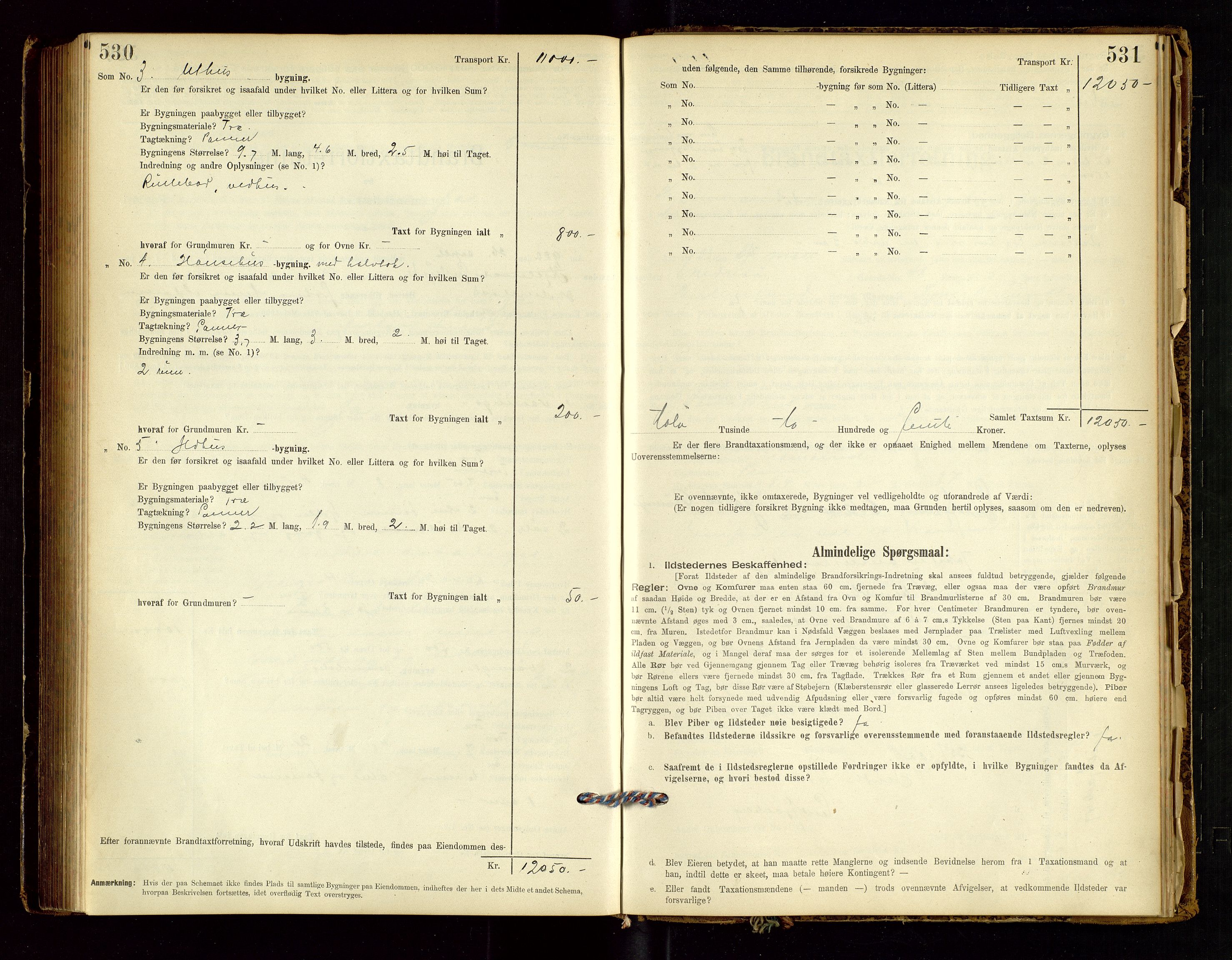 Hjelmeland lensmannskontor, AV/SAST-A-100439/Gob/L0001: "Brandtaxationsprotokol", 1895-1932, p. 530-531