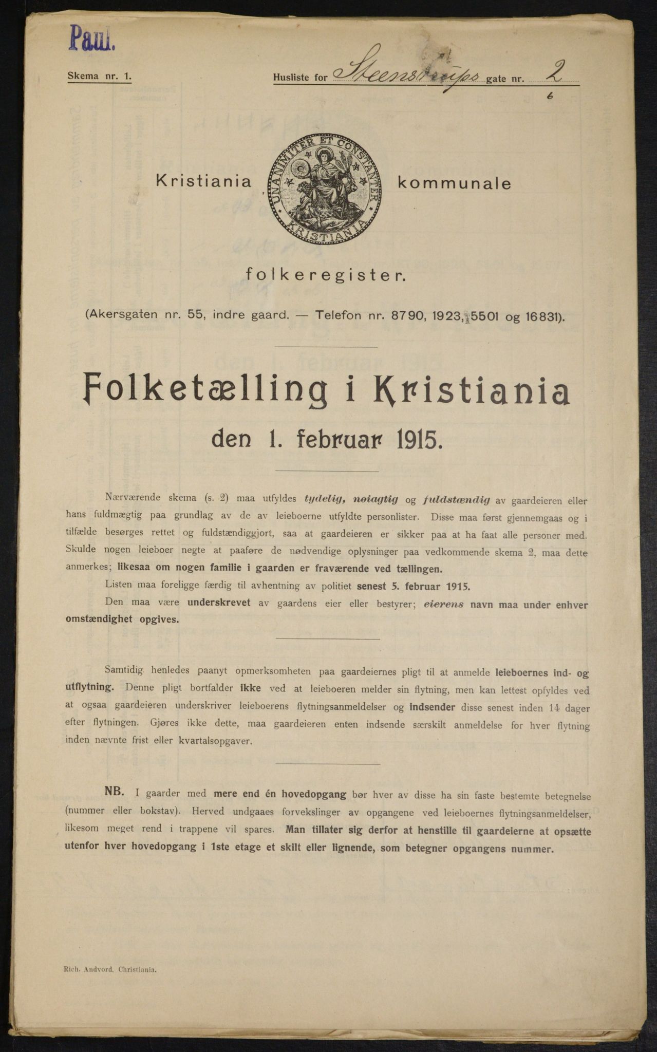 OBA, Municipal Census 1915 for Kristiania, 1915, p. 100811