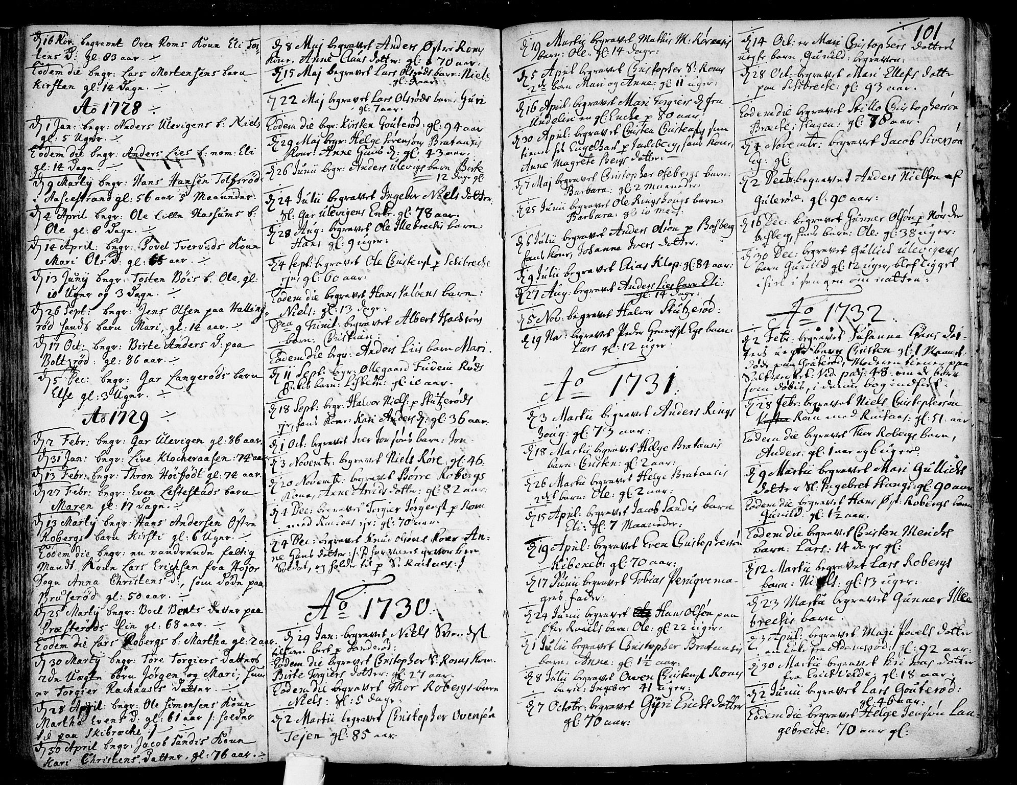 Sem kirkebøker, SAKO/A-5/F/Fb/L0001: Parish register (official) no. II 1, 1702-1764, p. 101