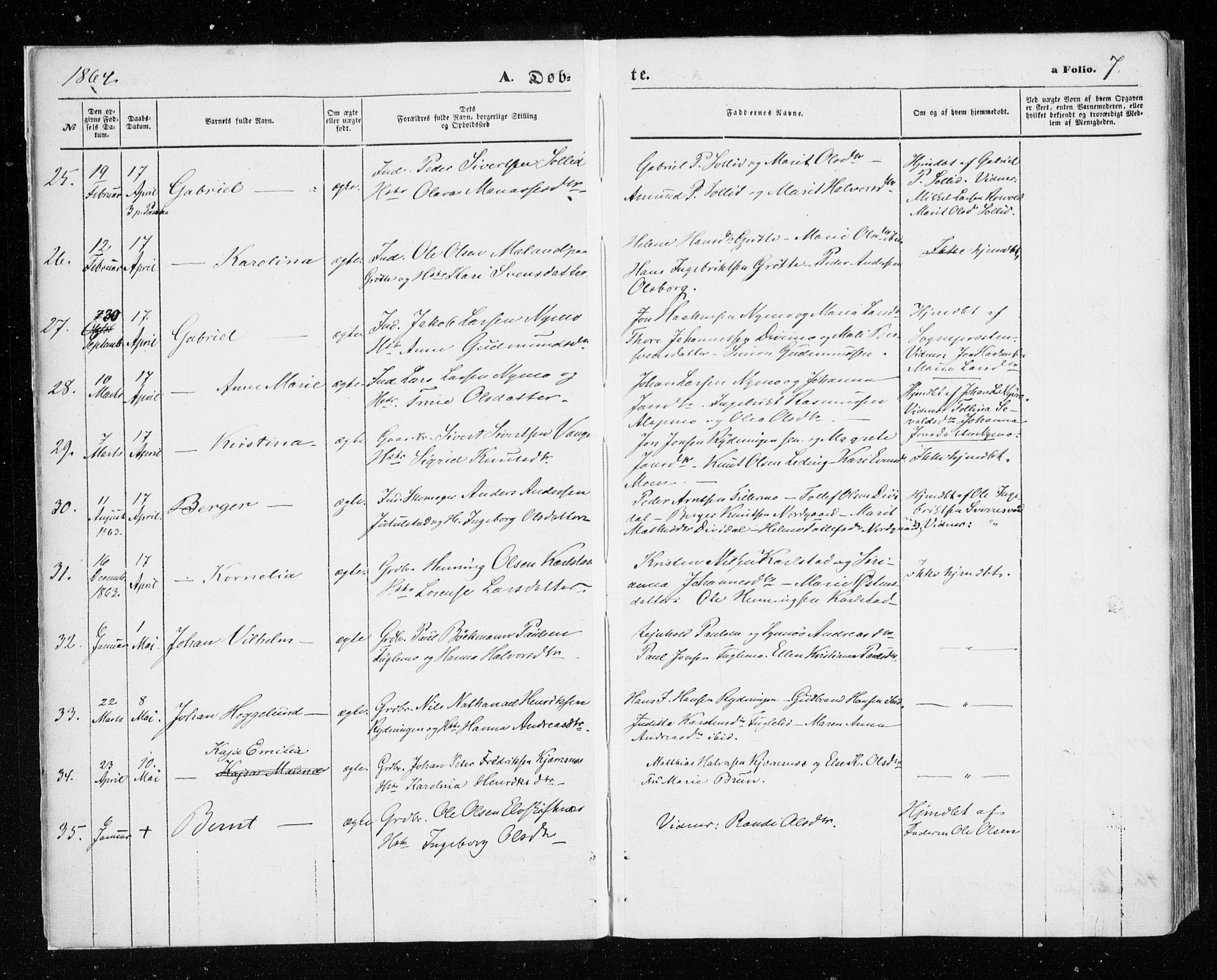 Målselv sokneprestembete, SATØ/S-1311/G/Ga/Gaa/L0004kirke: Parish register (official) no. 4, 1863-1872, p. 7