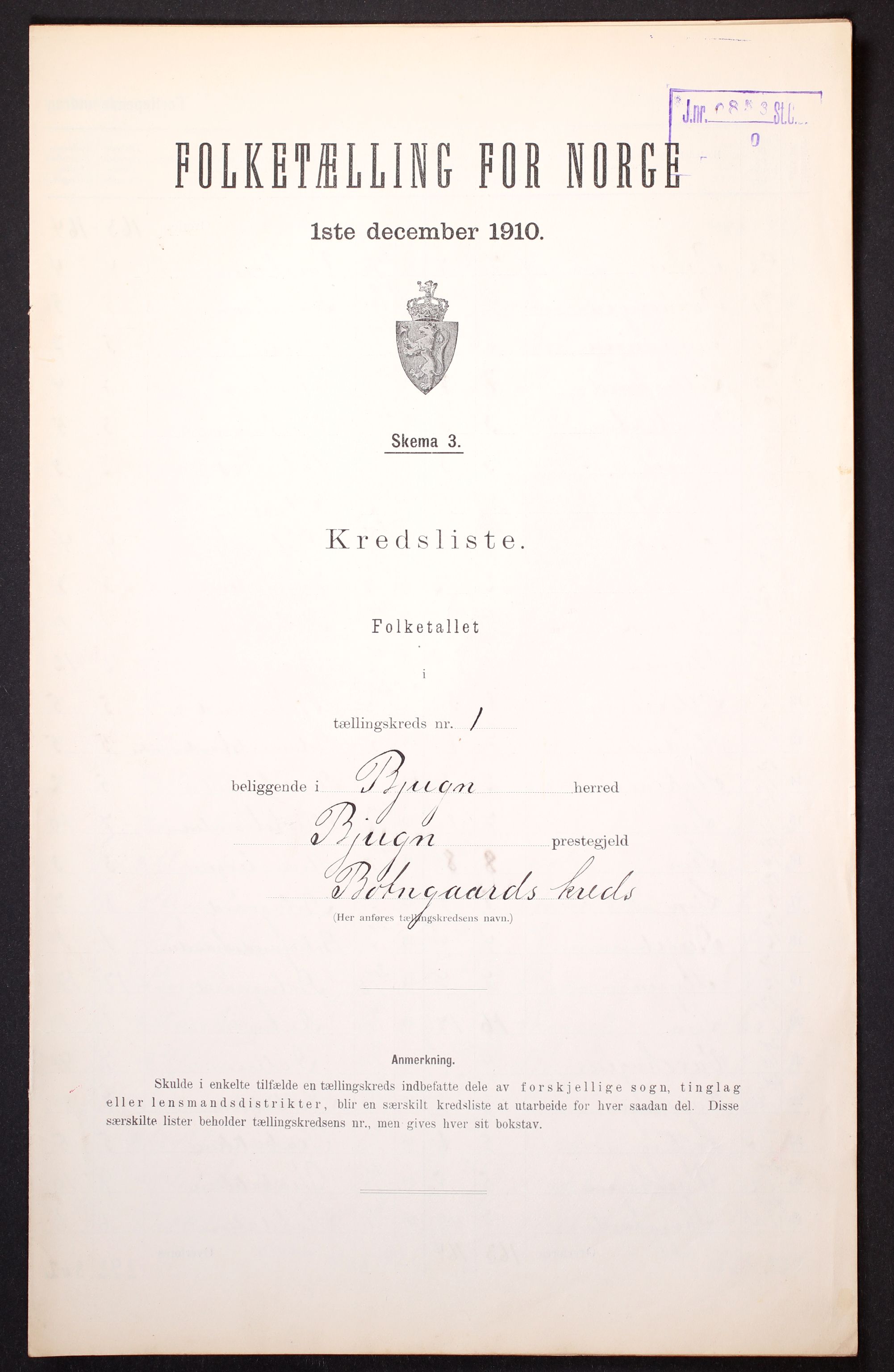 RA, 1910 census for Bjugn, 1910, p. 4