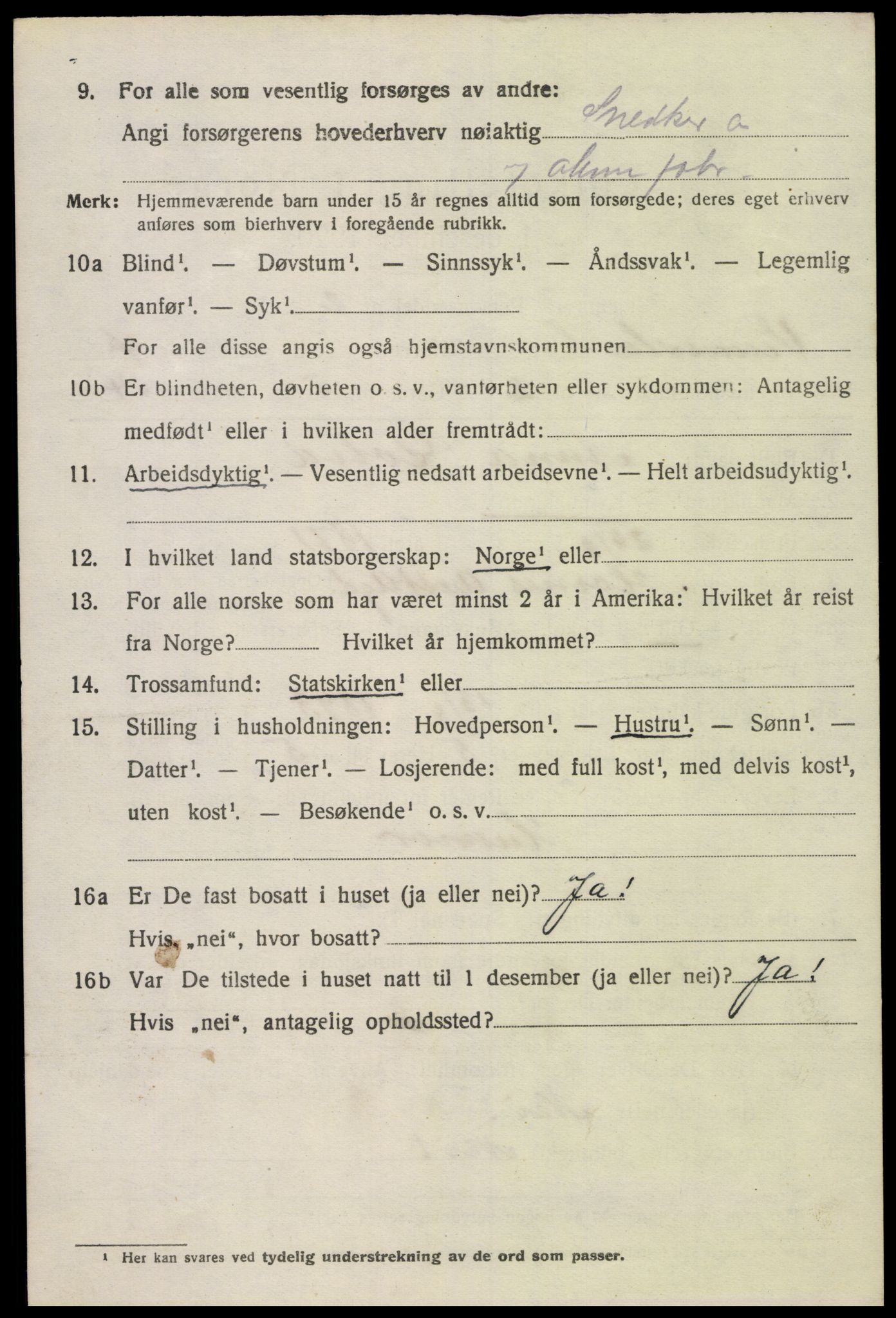 SAK, 1920 census for Vennesla, 1920, p. 2667