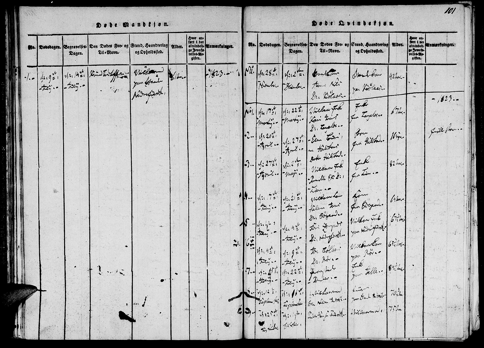 Ministerialprotokoller, klokkerbøker og fødselsregistre - Møre og Romsdal, AV/SAT-A-1454/520/L0273: Parish register (official) no. 520A03, 1817-1826, p. 101