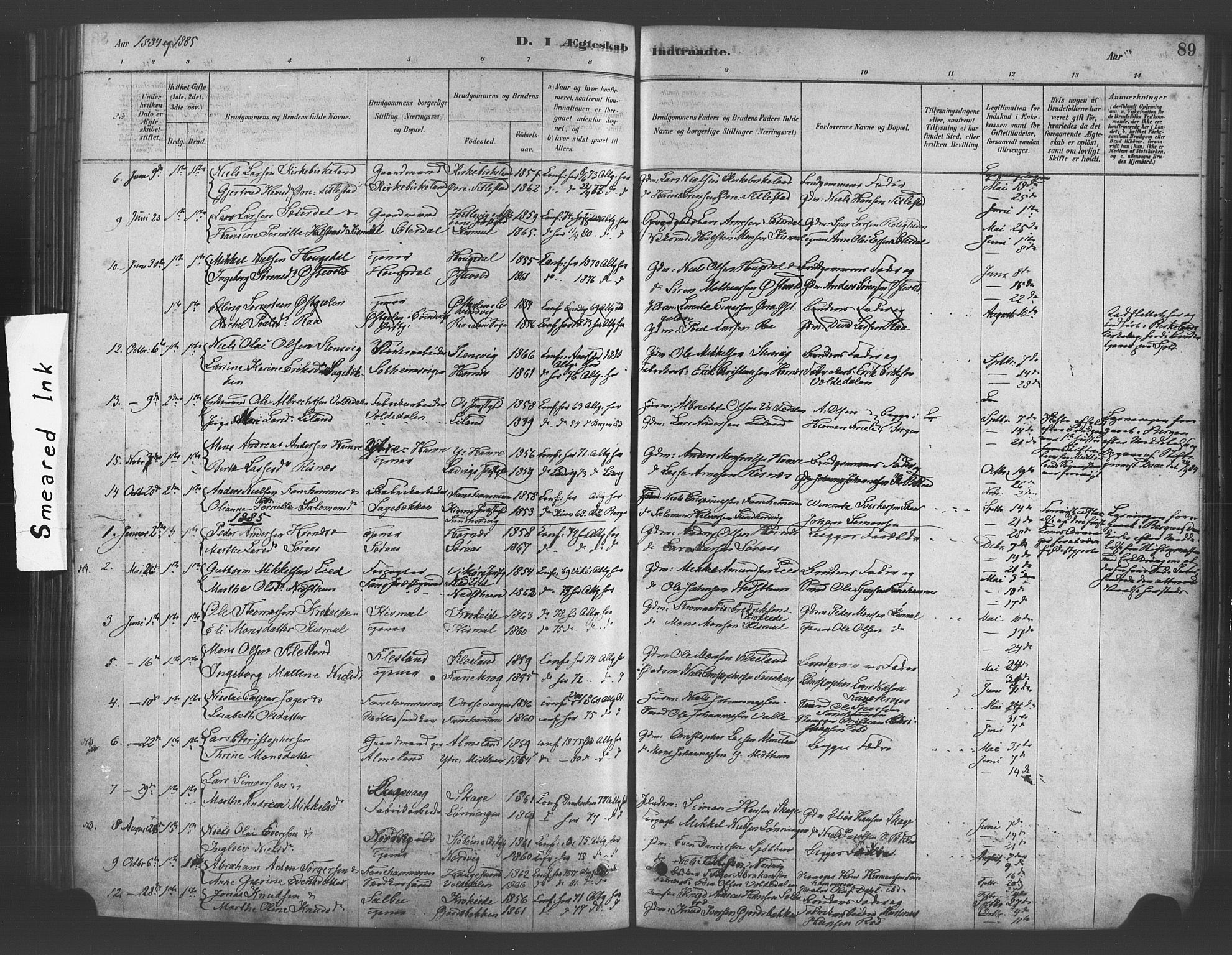 Fana Sokneprestembete, SAB/A-75101/H/Haa/Haab/L0001: Parish register (official) no. B 1, 1878-1889, p. 89
