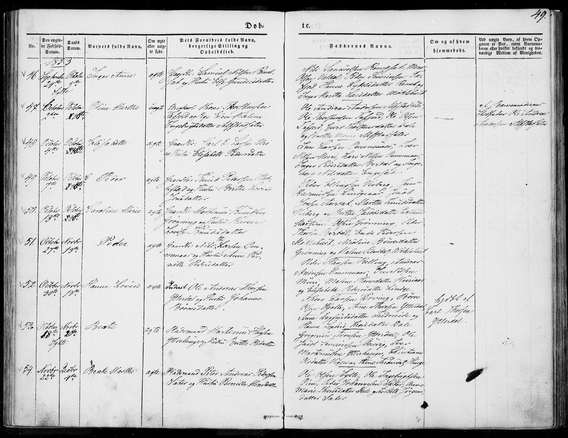 Ministerialprotokoller, klokkerbøker og fødselsregistre - Møre og Romsdal, AV/SAT-A-1454/519/L0249: Parish register (official) no. 519A08, 1846-1868, p. 49