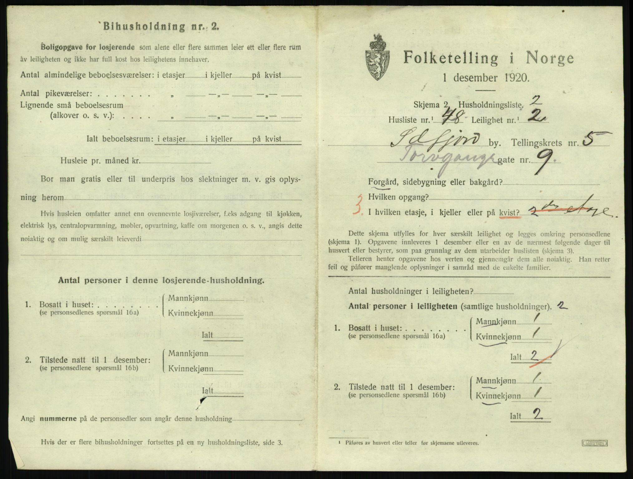 SAKO, 1920 census for Sandefjord, 1920, p. 2632